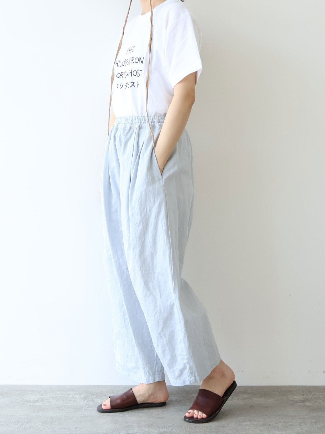 Cotton/Linen denim wide cocoon パンツ | yuni