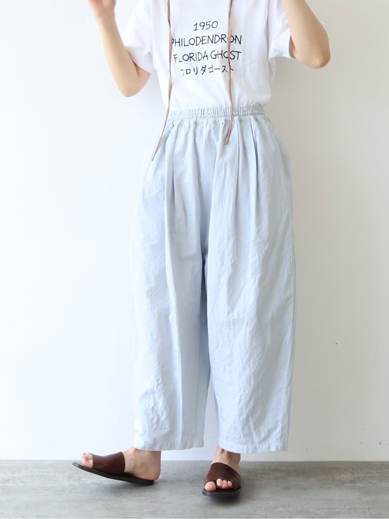 Cotton/Linen denim wide cocoon パンツ | yuni