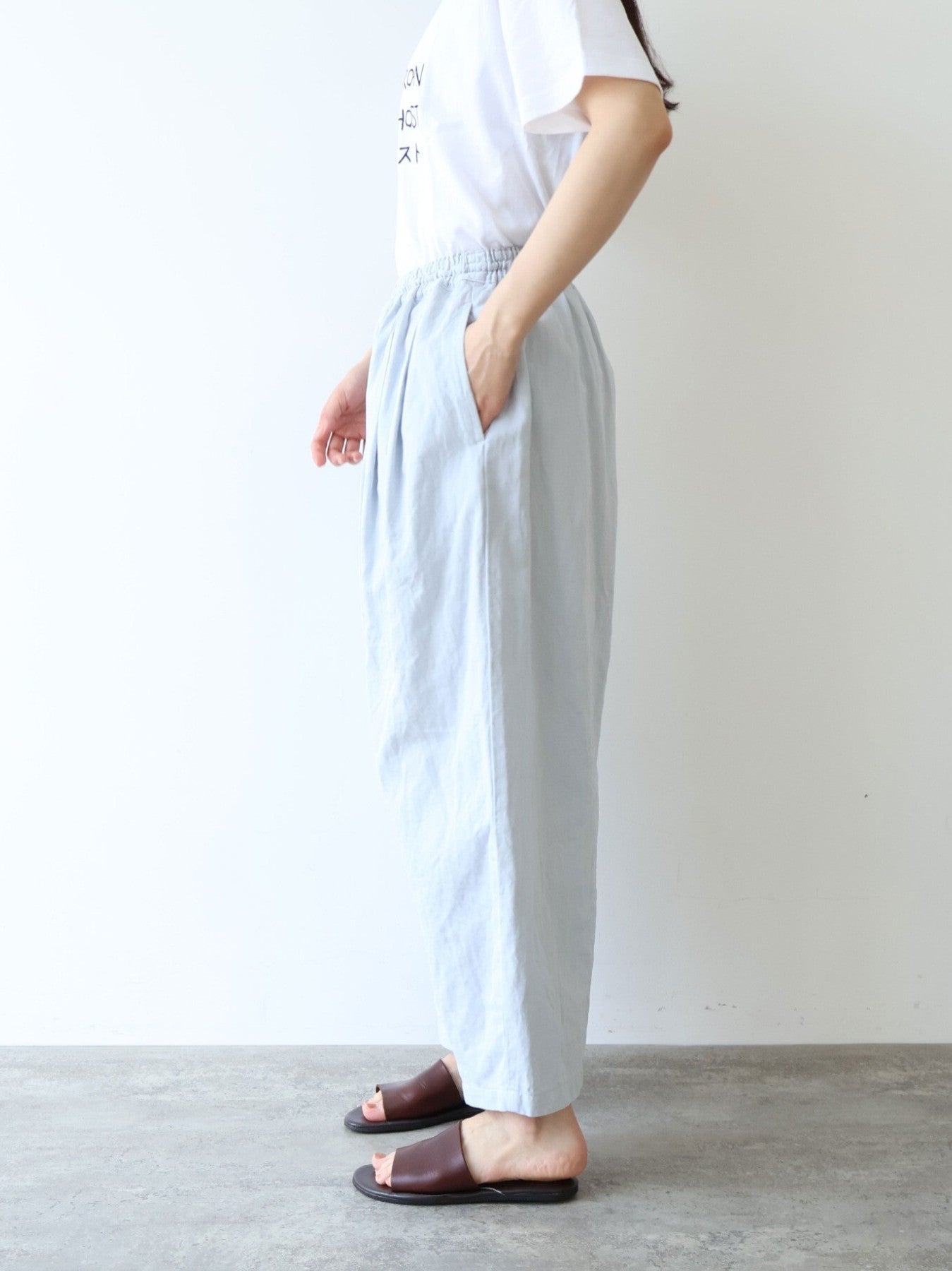 Cotton/Linen denim wide cocoon パンツ | yuni