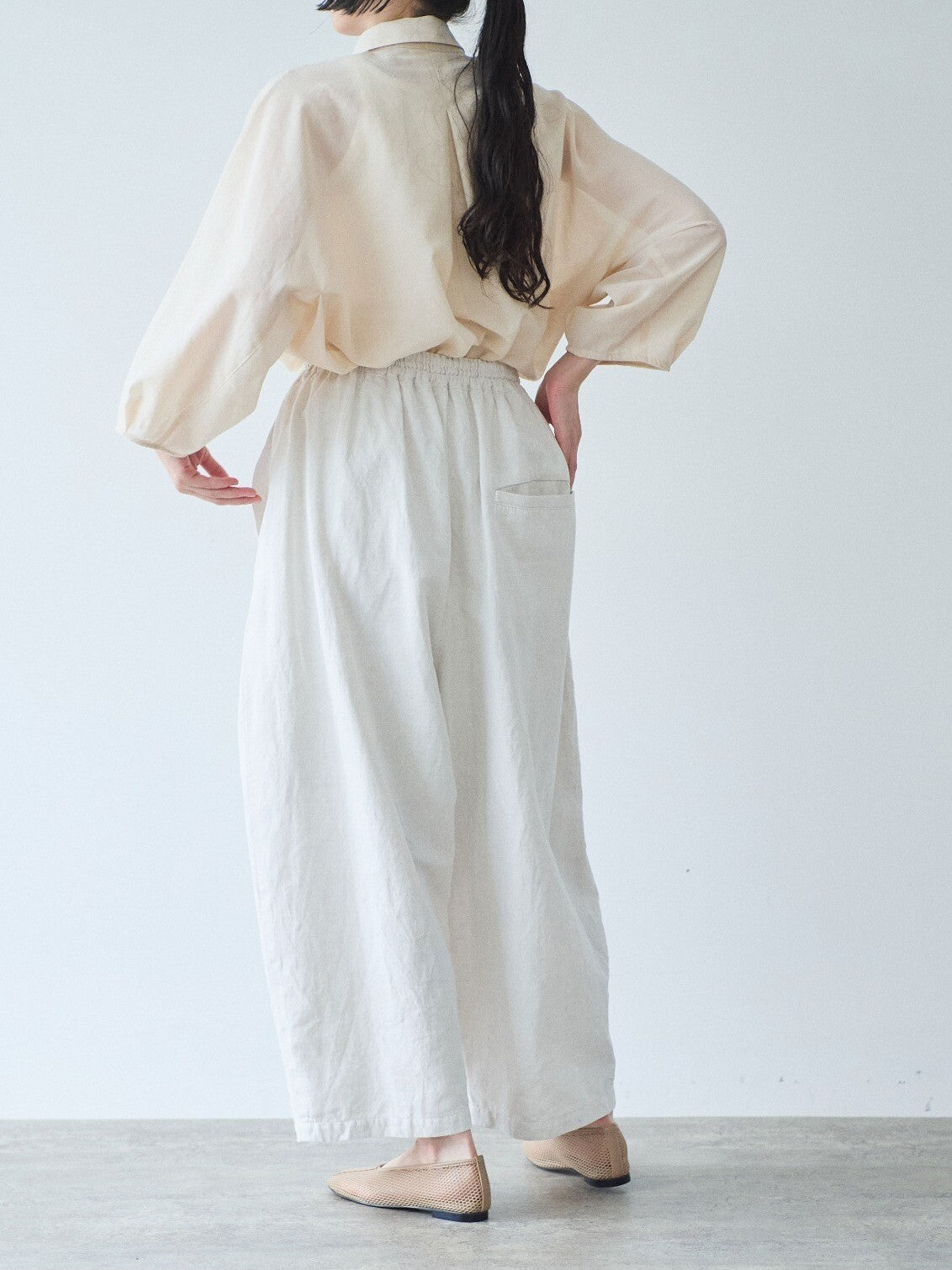 Cotton/Linen denim wide cocoon パンツ | yuni