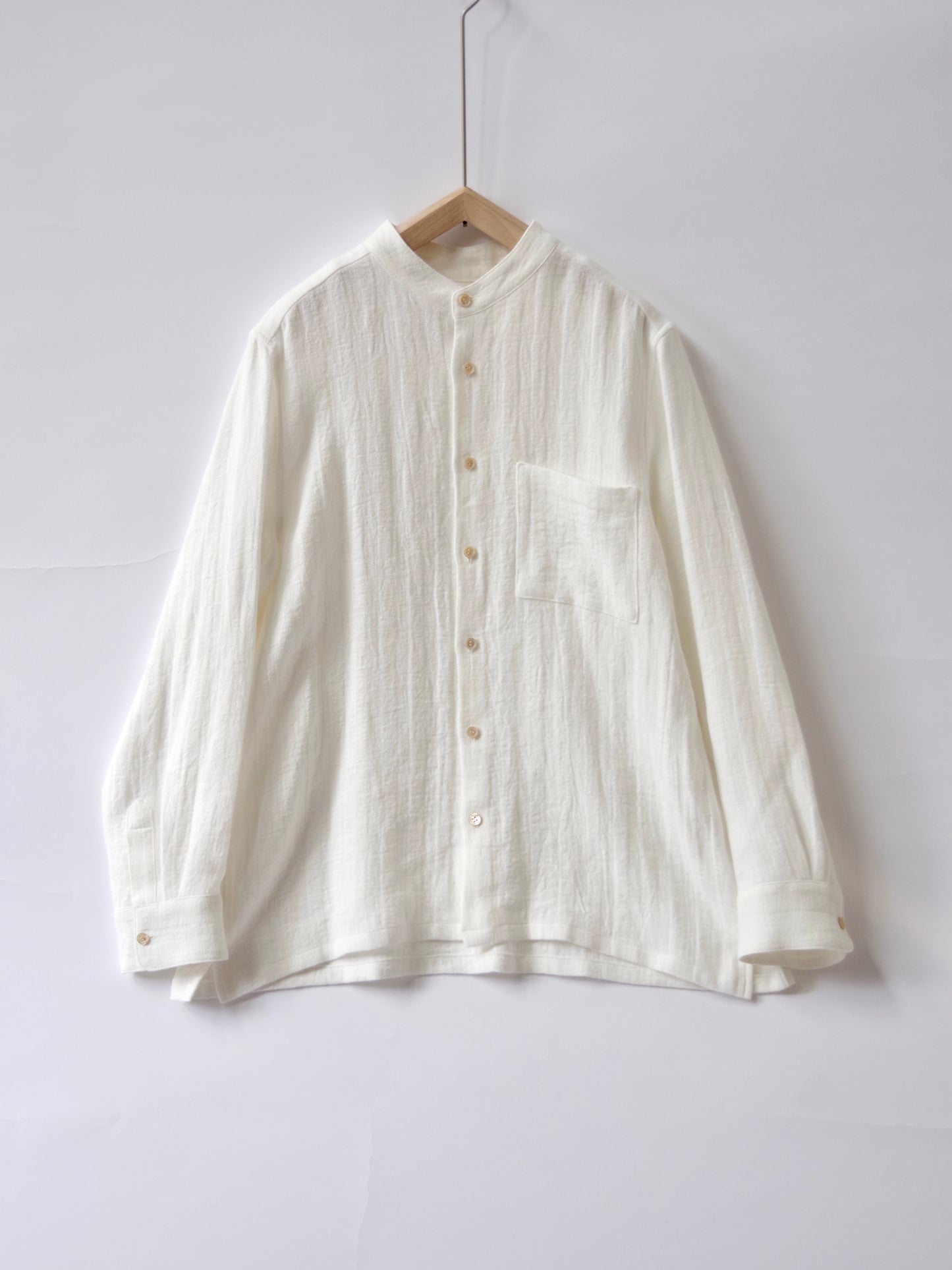 リネンツィード バンドカラーシャツ ( 2 color ) | atelier naruse