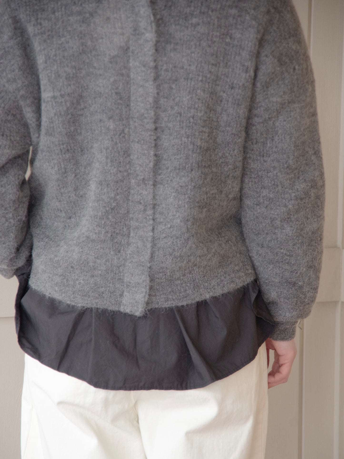 モヘアウール 9G片畦ボリュームスリーブ 2wayカーディガン | Hands of creation