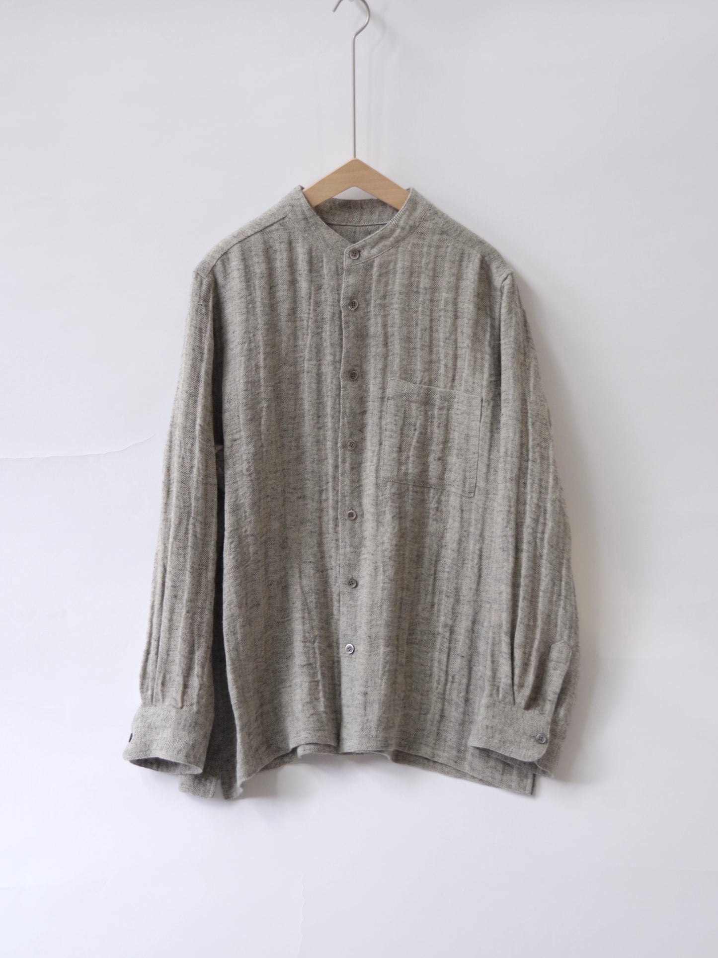 リネンツィード バンドカラーシャツ ( 2 color ) | atelier naruse