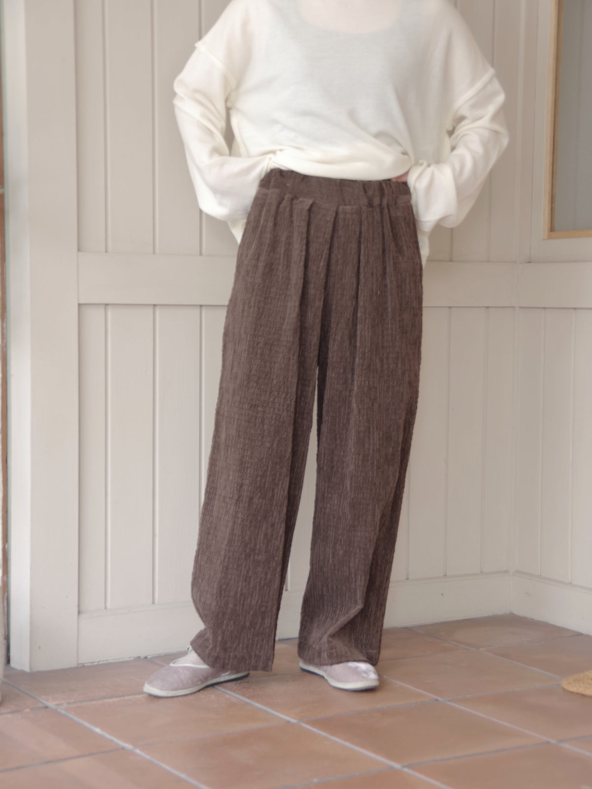 C/Pu shirring corduroy relax パンツ | yuni