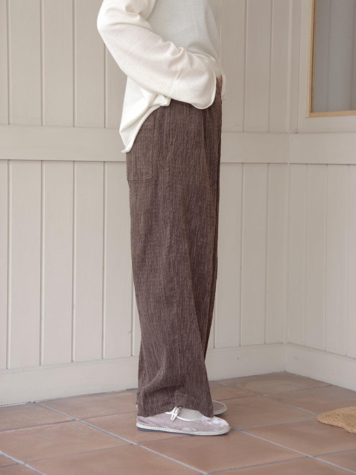 C/Pu shirring corduroy relax パンツ | yuni