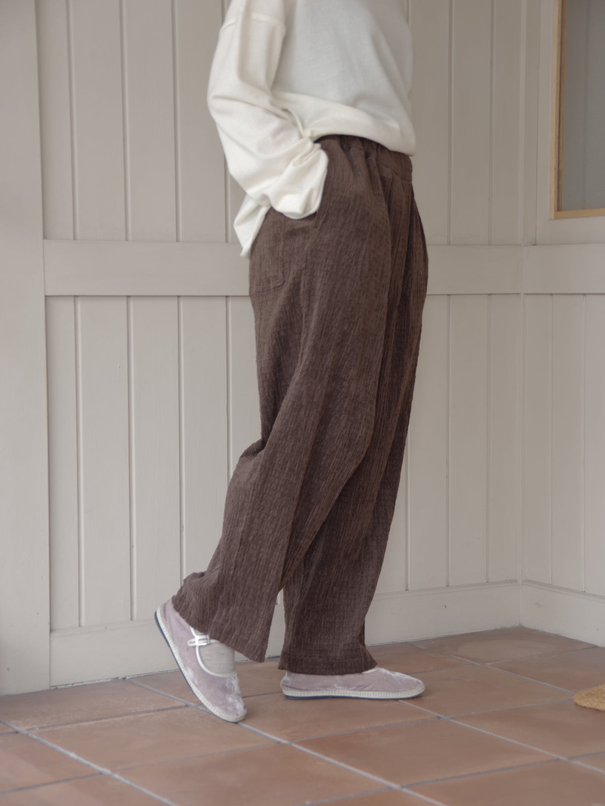 C/Pu shirring corduroy relax パンツ | yuni