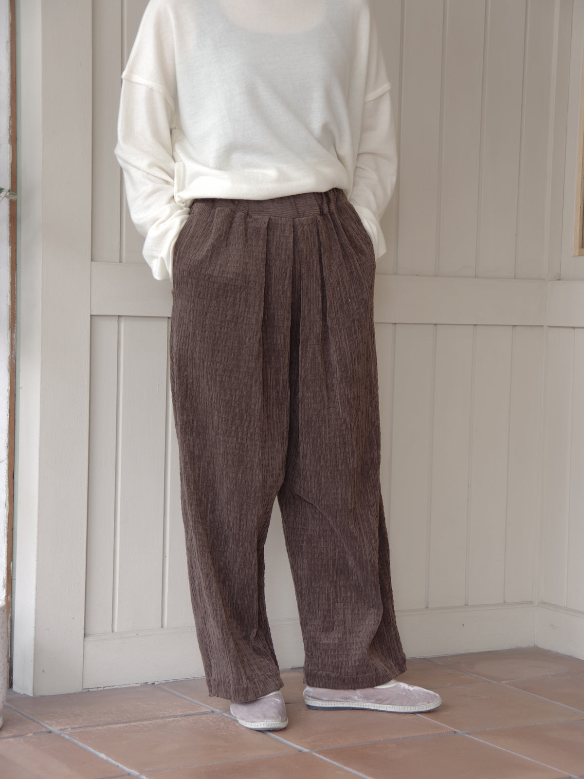 C/Pu shirring corduroy relax パンツ | yuni