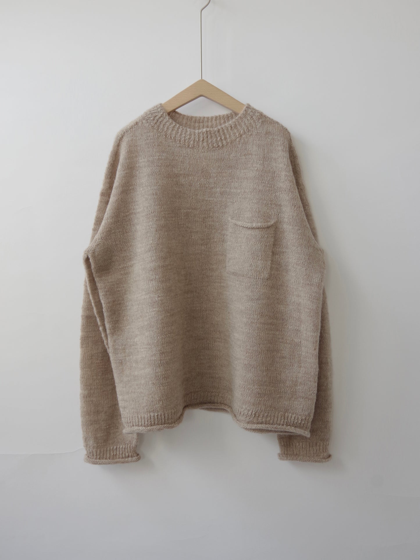 ランダムスラブウール 5Gホールガーメントシンプルポケットプルオーバー | Hands of creation