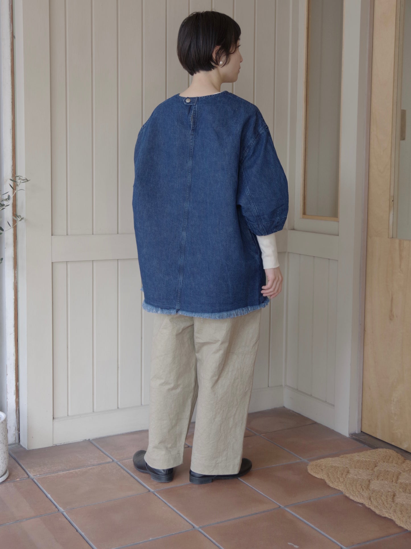 コットンリネン DENIM SMOCK ブラウス