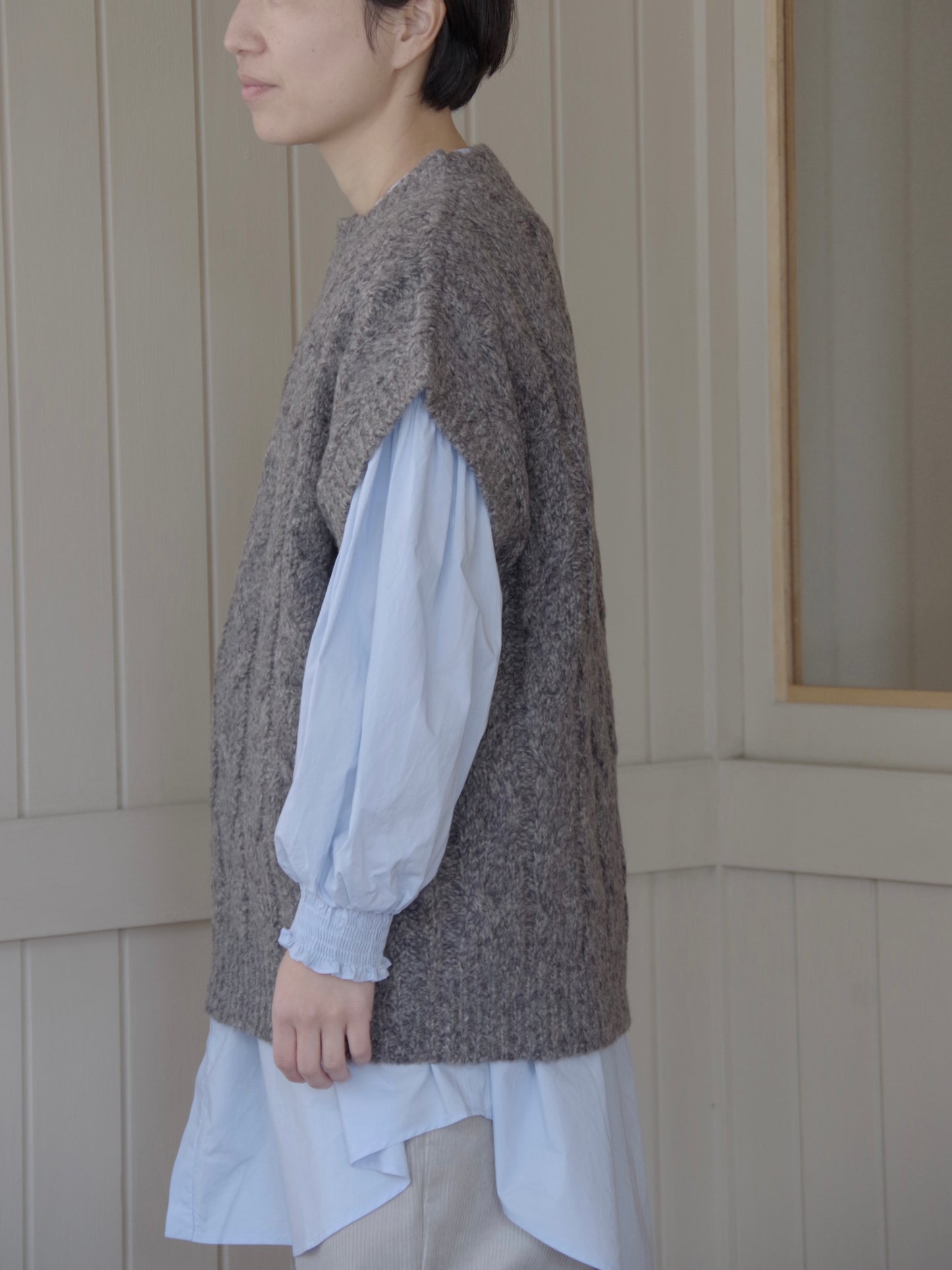 malibo mix ウール アラン編みベスト | yuni