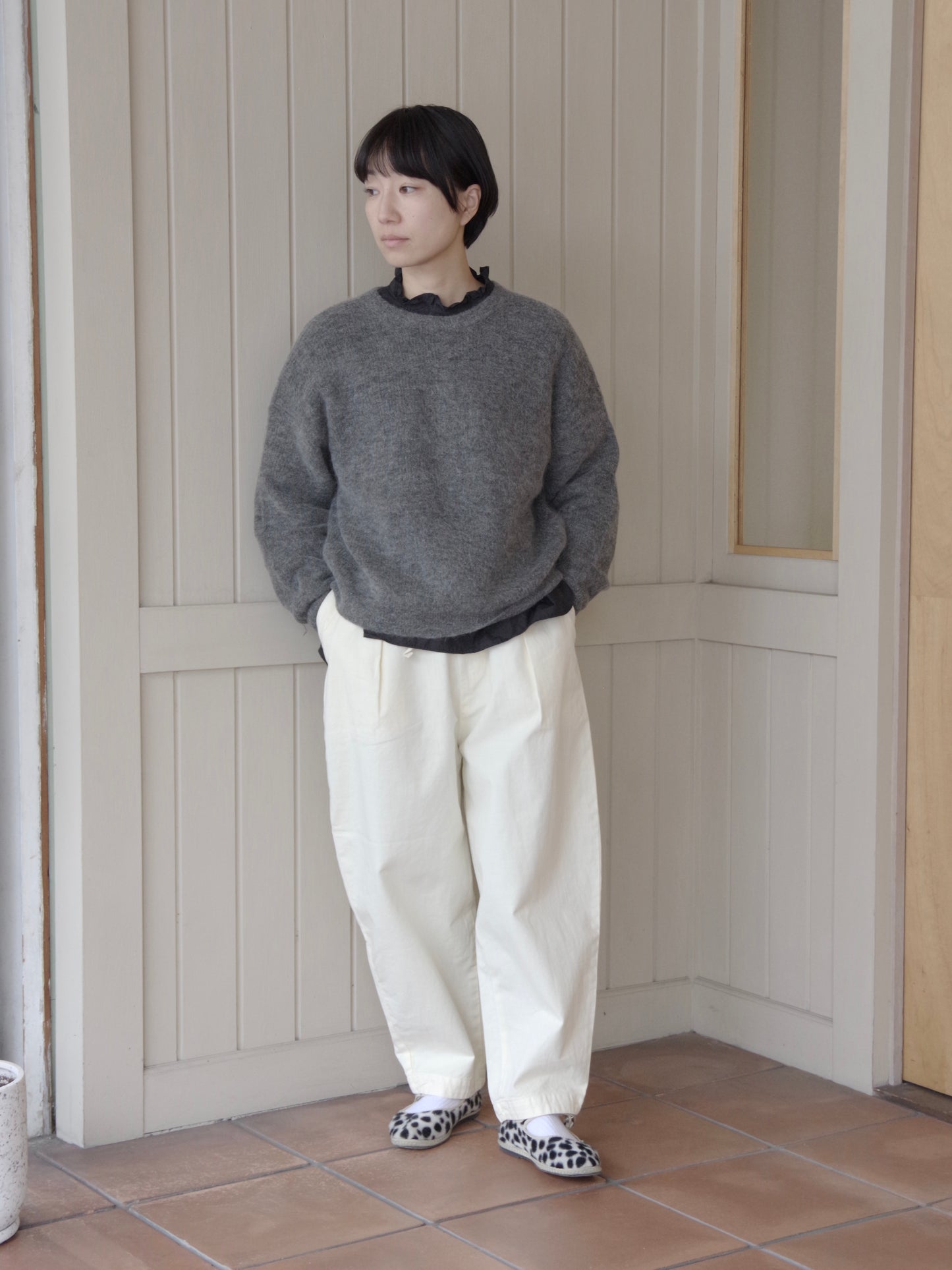 モヘアウール 9G片畦ボリュームスリーブ 2wayカーディガン | Hands of creation