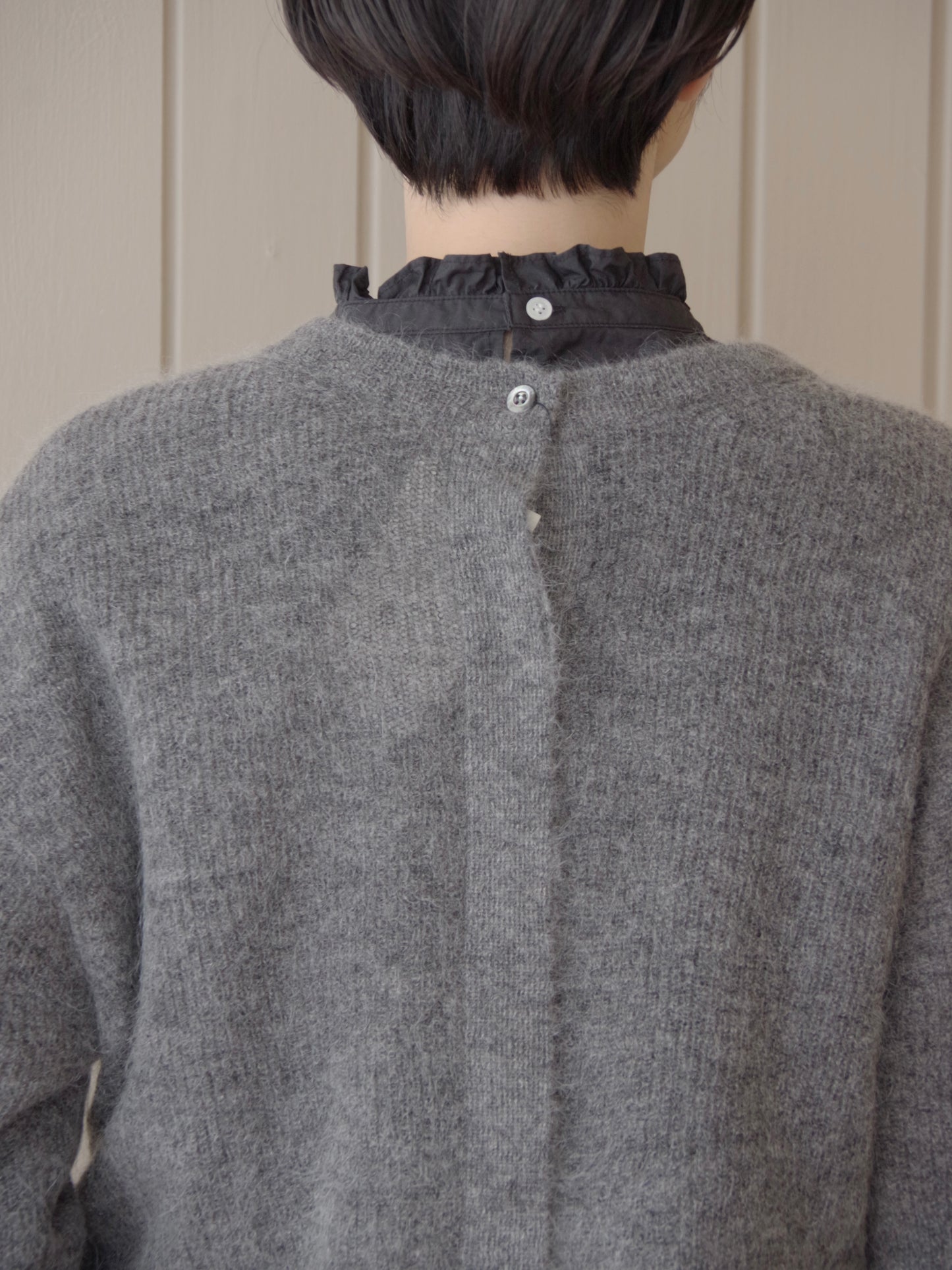 モヘアウール 9G片畦ボリュームスリーブ 2wayカーディガン | Hands of creation