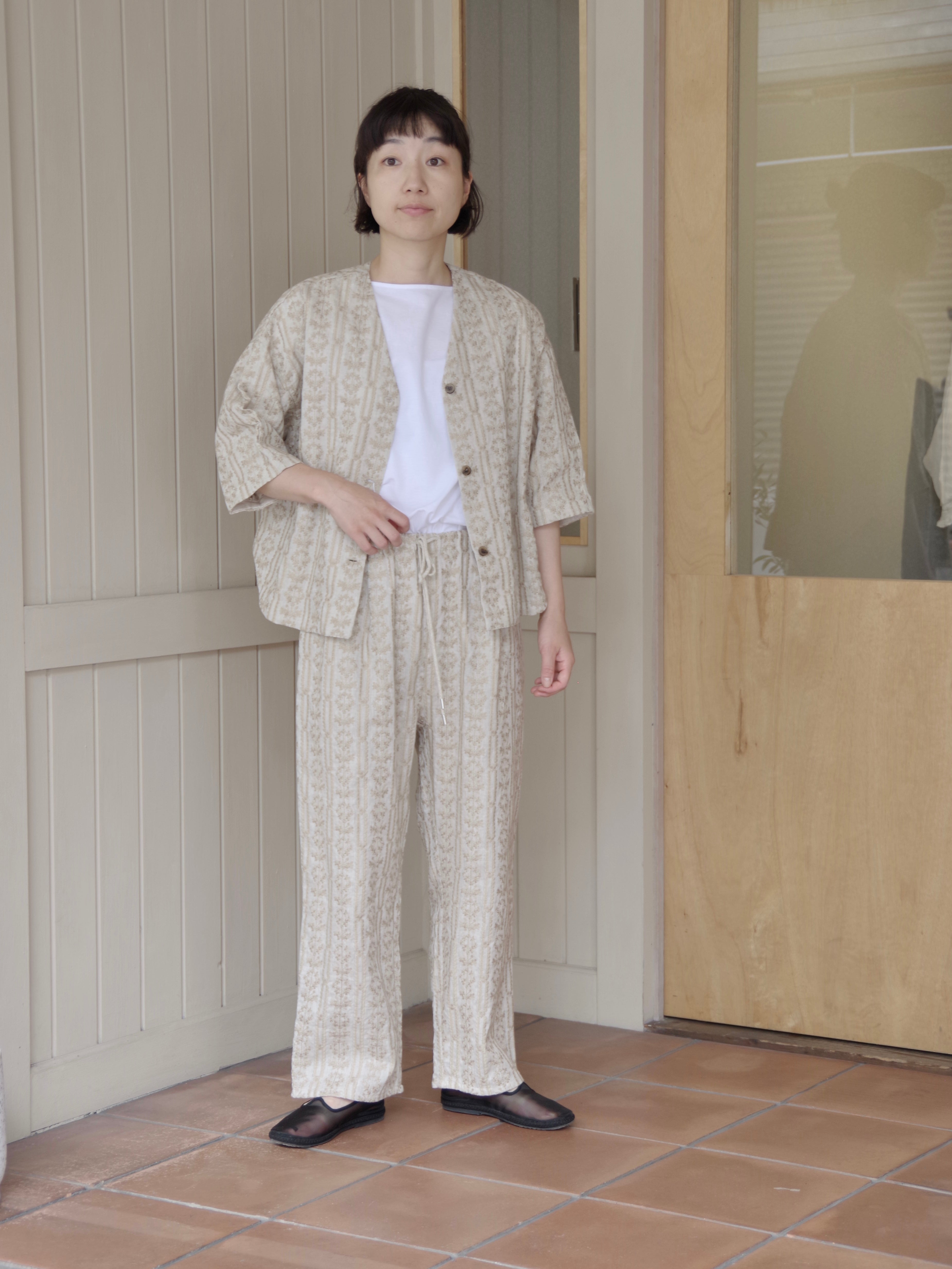 極美品✨yuni ユニ リネン混 開襟 シャツワンピース 2way 定価2.3万 yuni（ユニ ）の「○Cupra/Cotton/Linen Gometric pattern