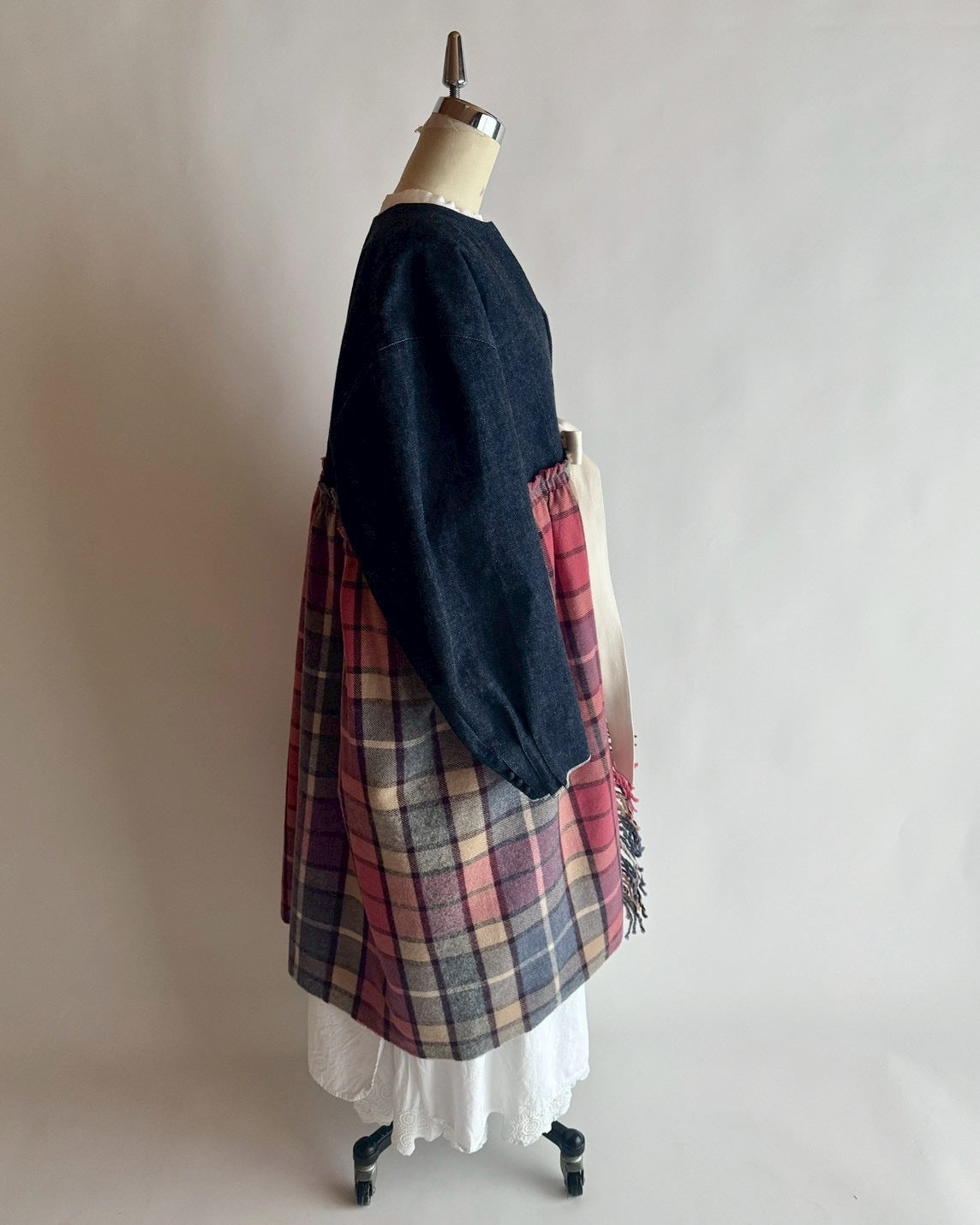 デニム×ストール切り替えコート　MO-25-CO-005