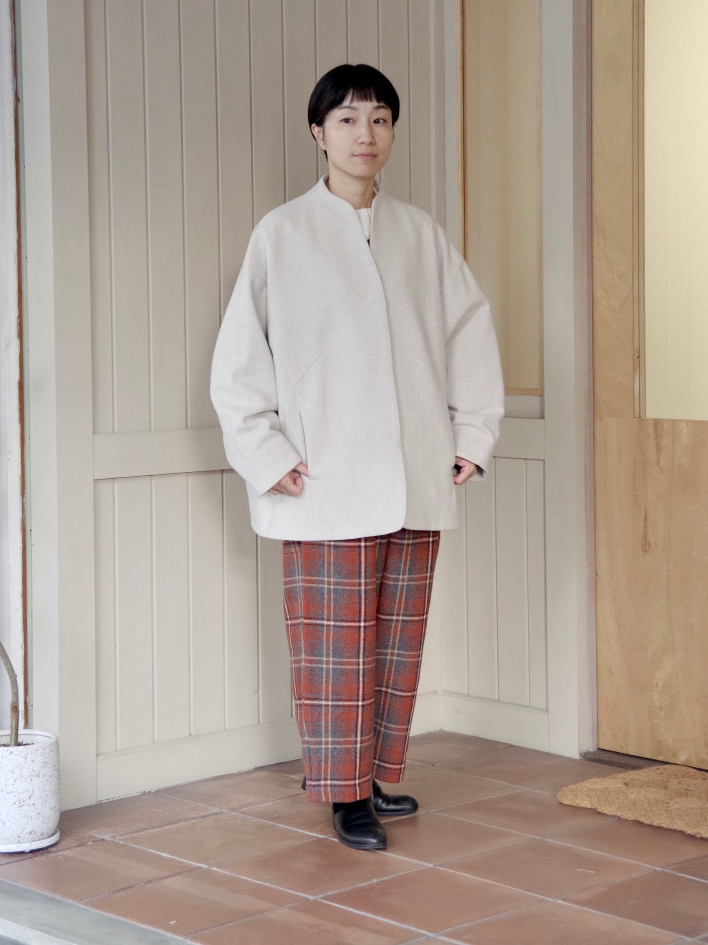 ウールsuper100 middle length cocoonコート | yuni