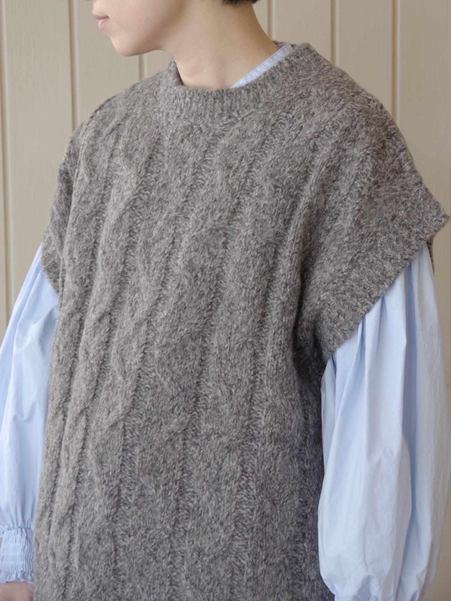 malibo mix ウール アラン編みベスト | yuni