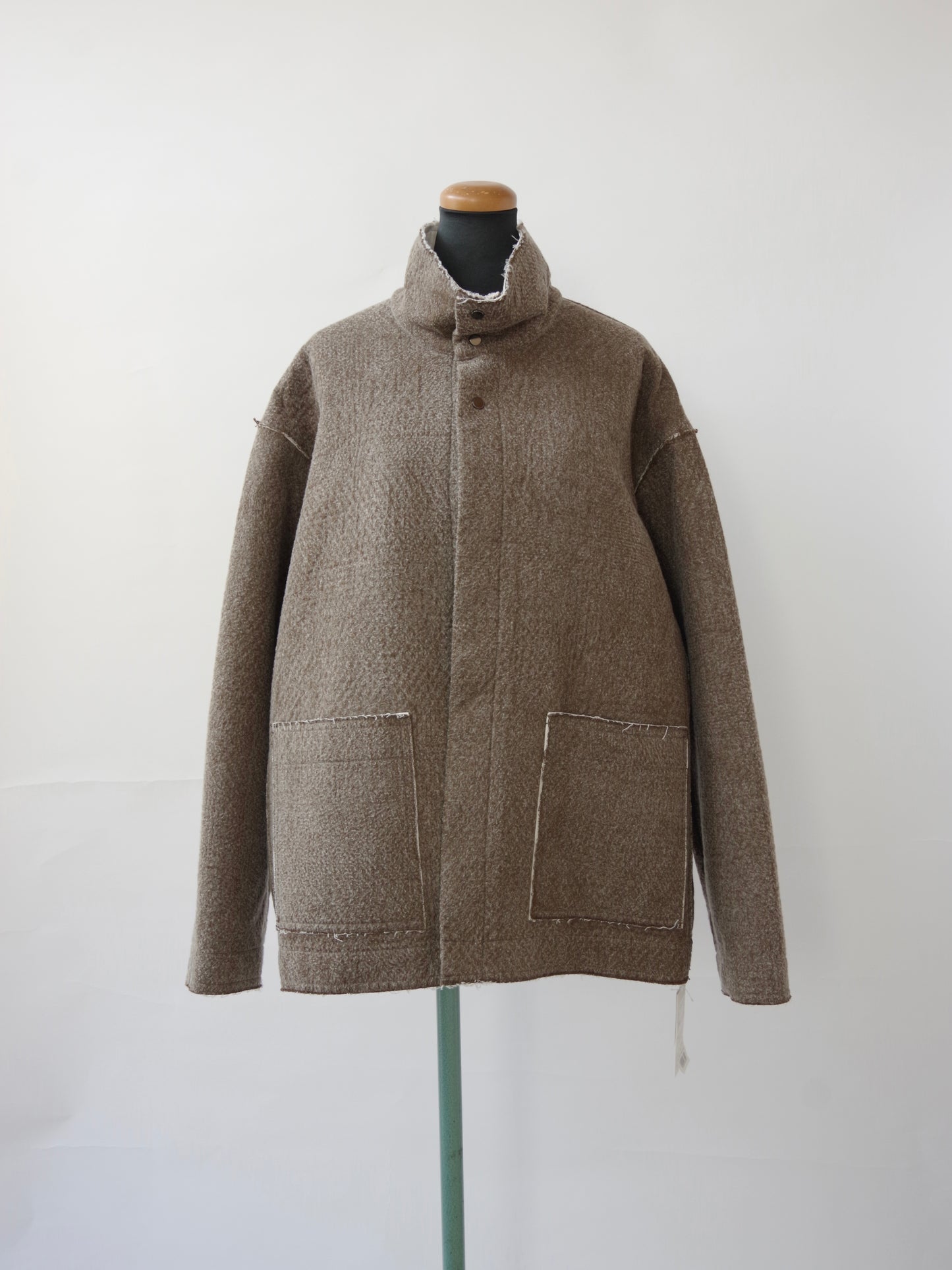 denim / fleece needle punch over jacket | qiri