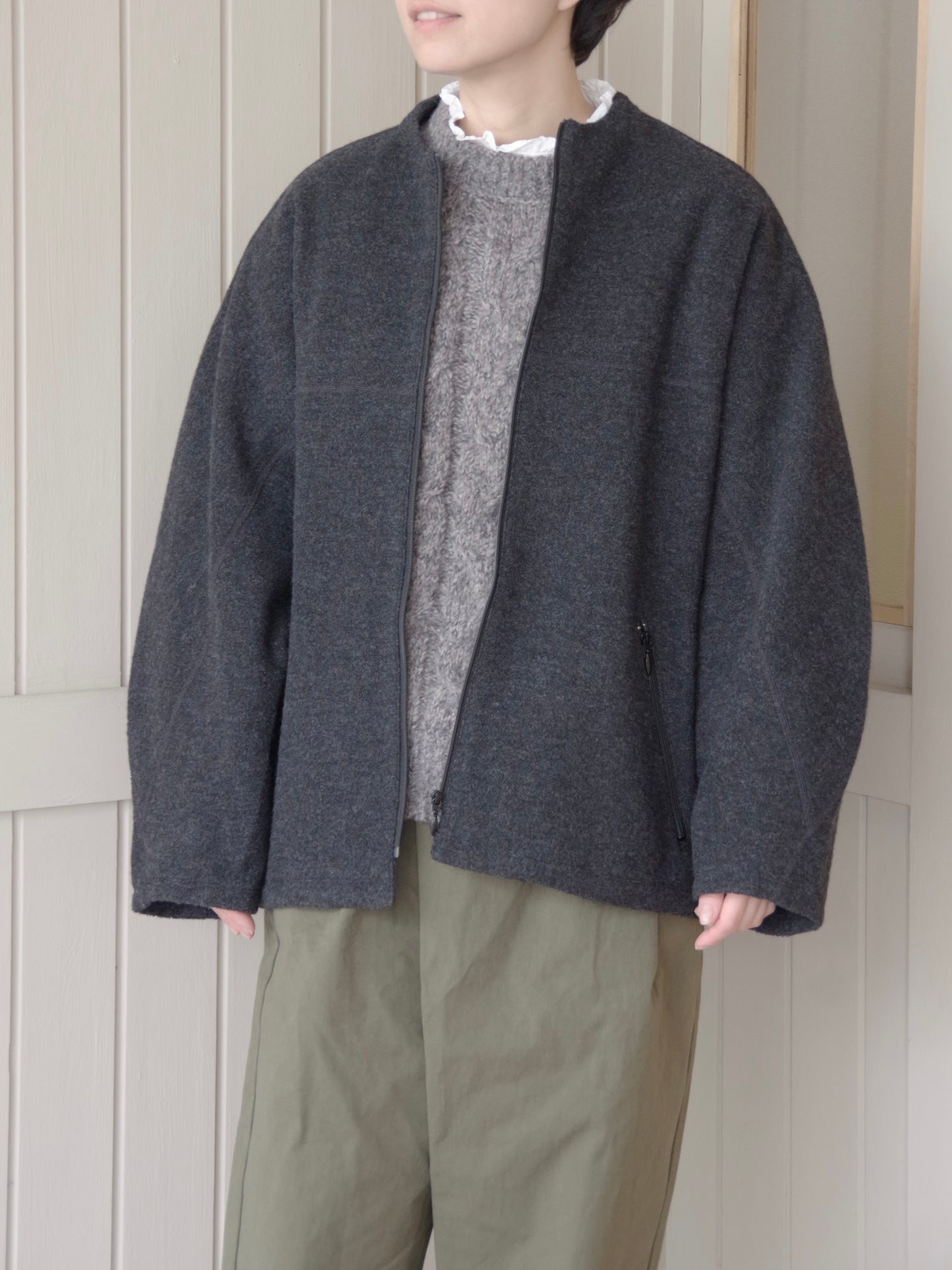 コットンウールカシミアボア コクーンブルゾン | yuni