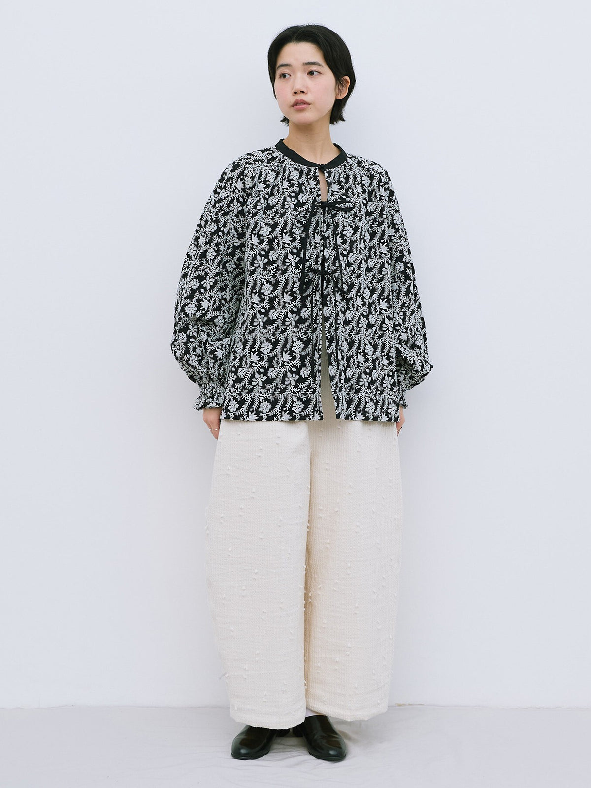 garden embroidery gather スリーブブラウス | qiri