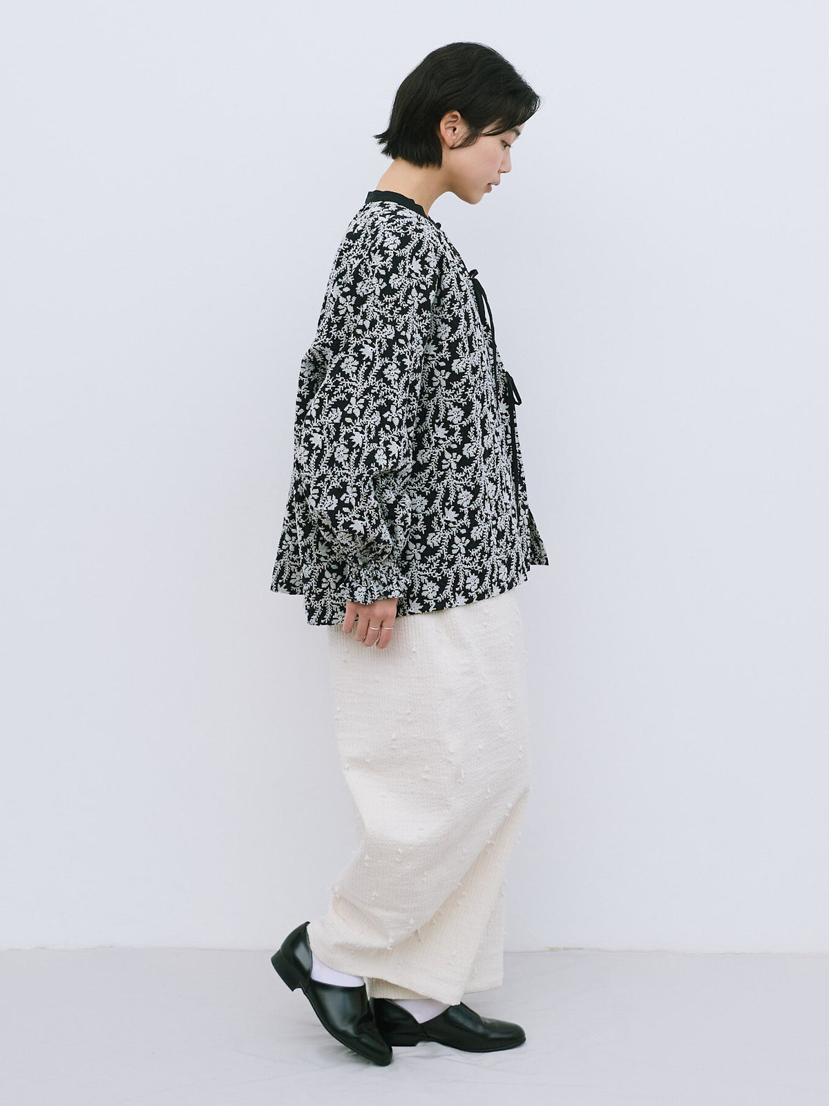 garden embroidery gather スリーブブラウス | qiri