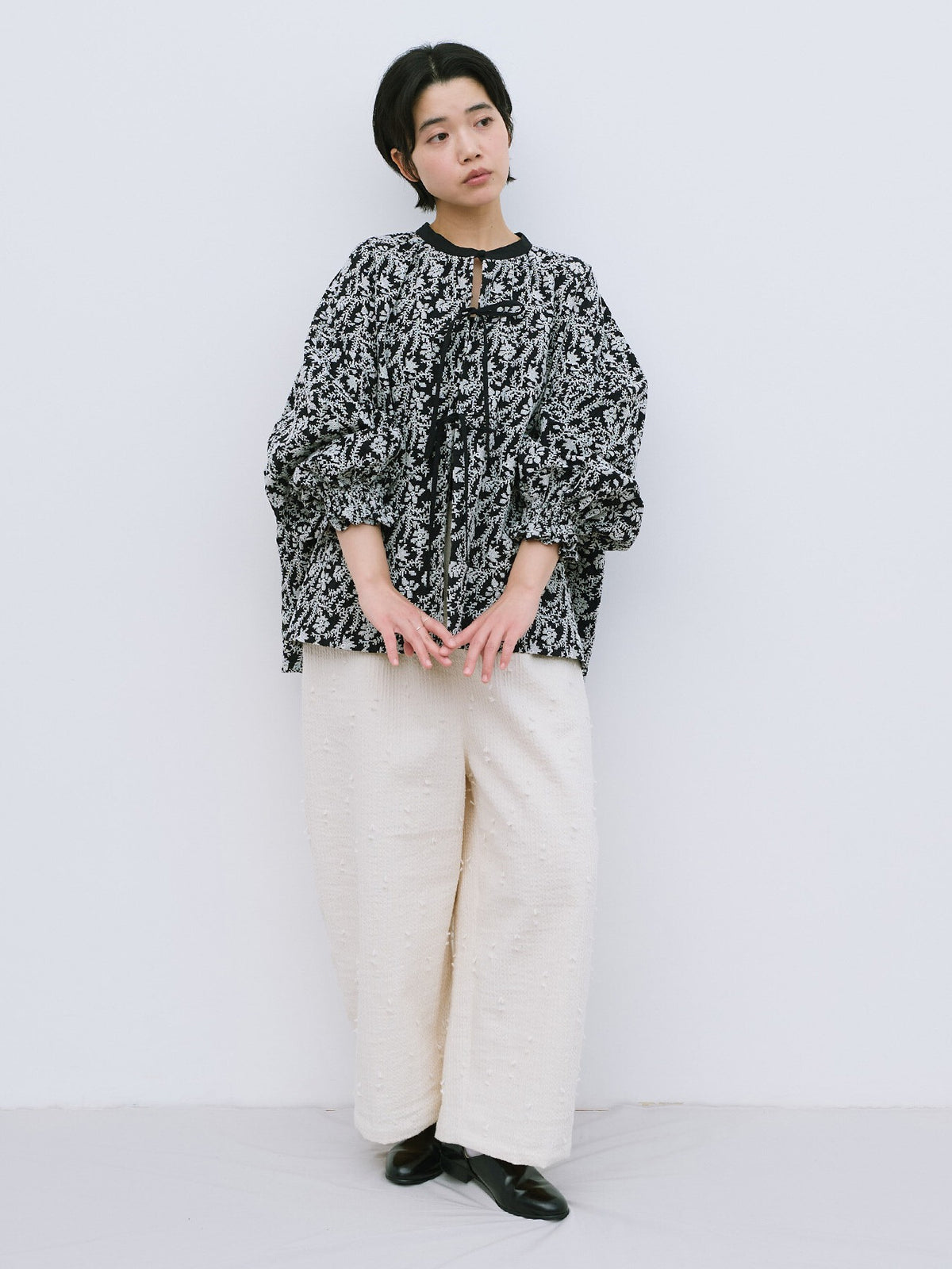 garden embroidery gather スリーブブラウス | qiri