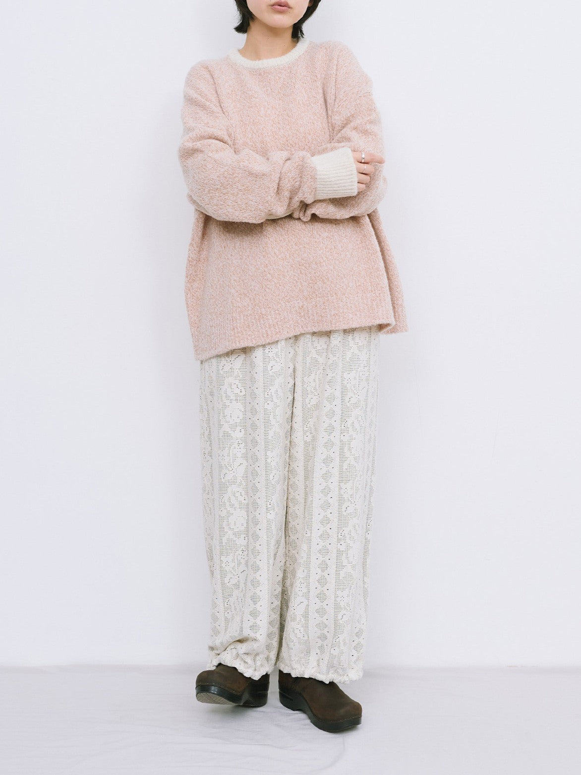 wool cashmere mix collar クルーネックニット | qiri