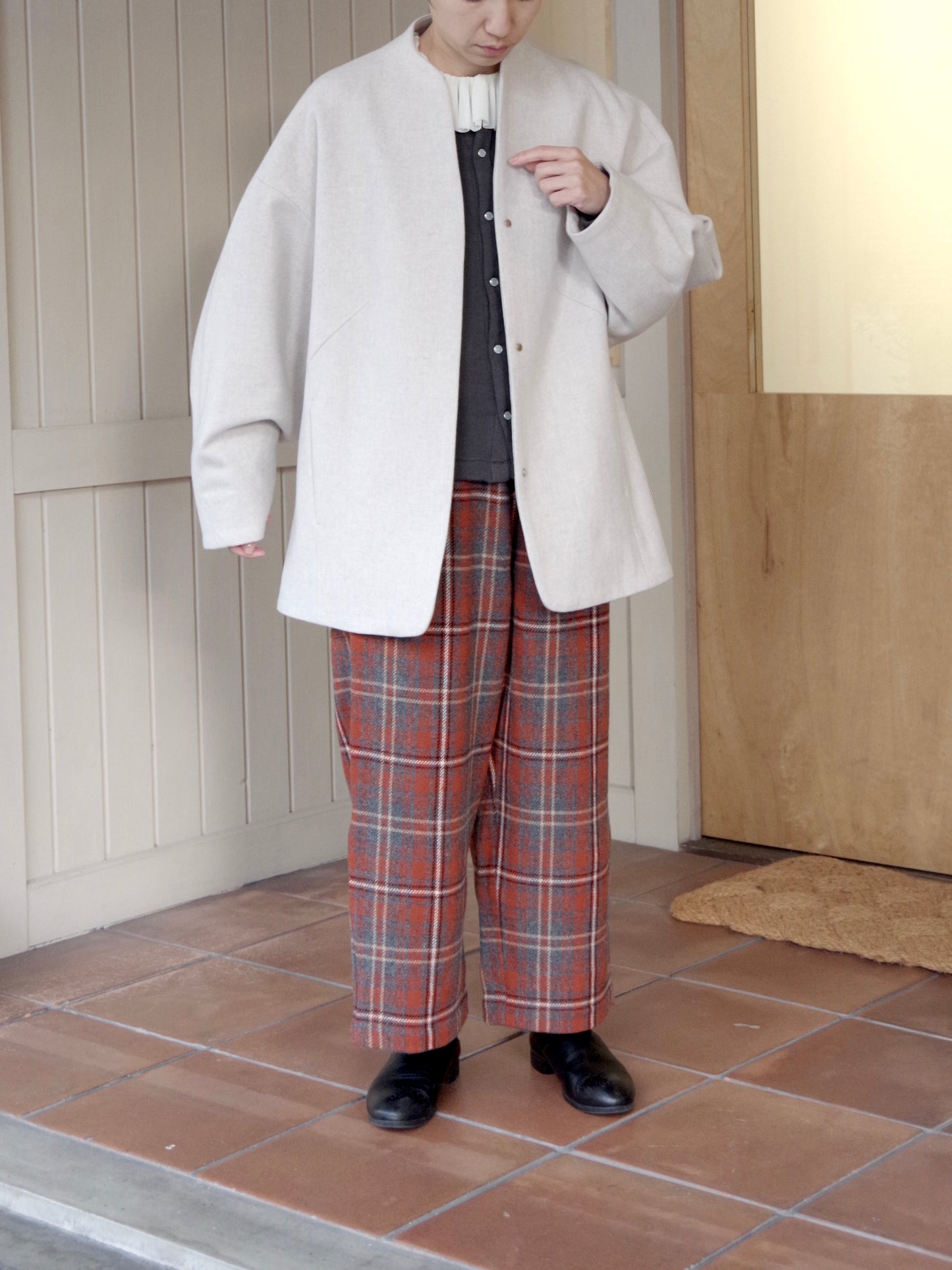 ウールsuper100 middle length cocoonコート | yuni