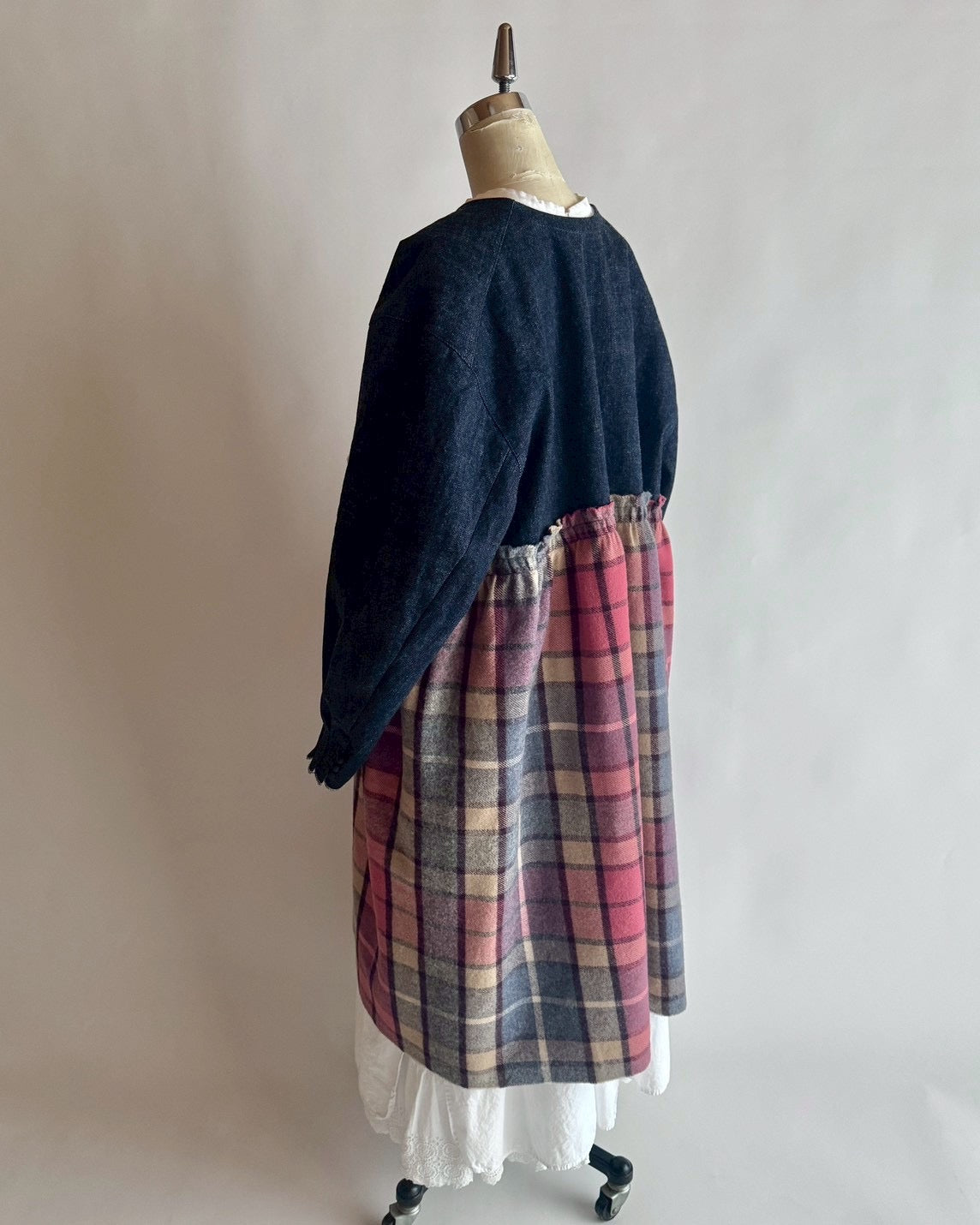 デニム×ストール切り替えコート　MO-25-CO-005