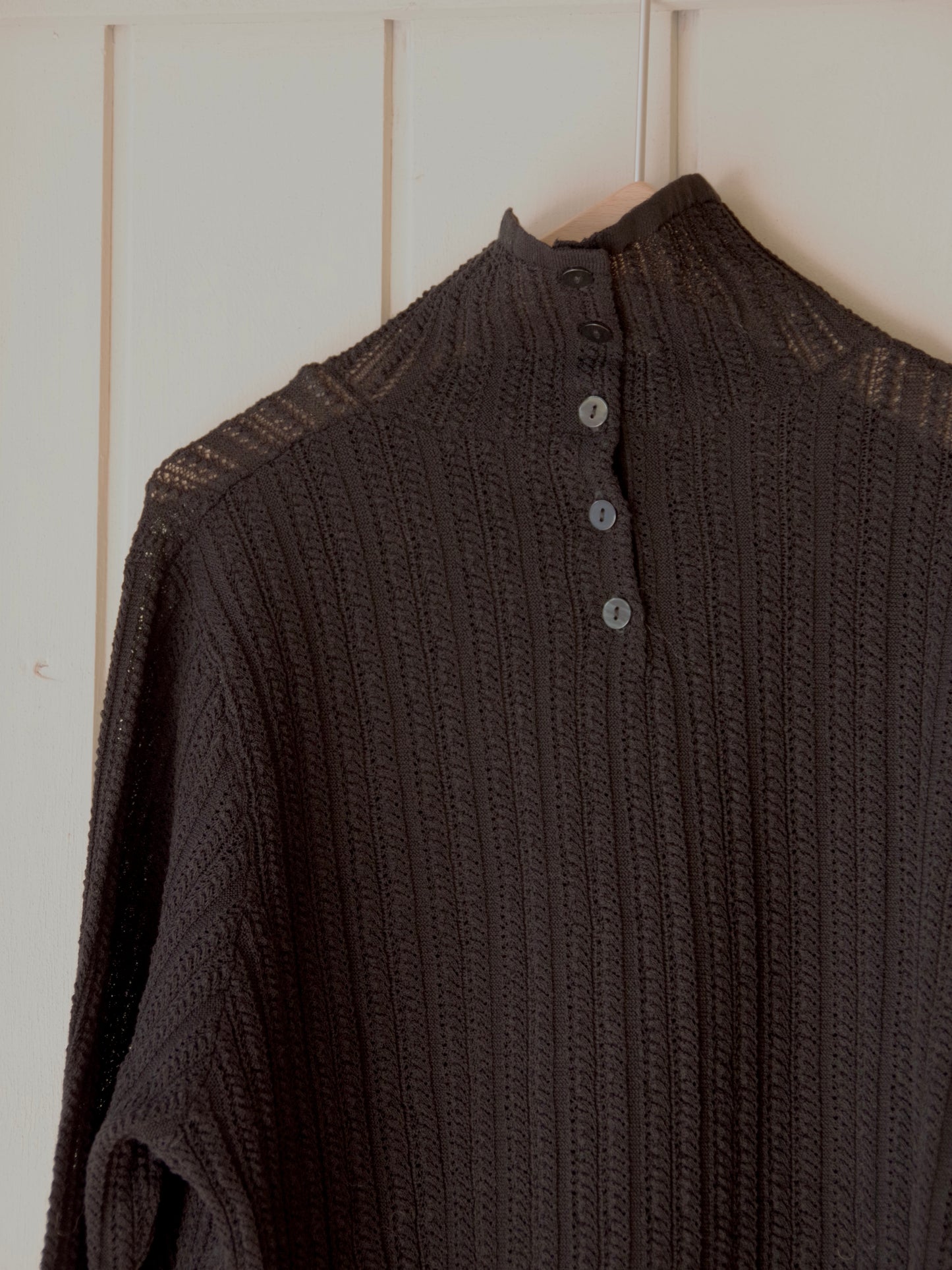 コットン/ナイロン sheer stripes ハイネックニット | yuni