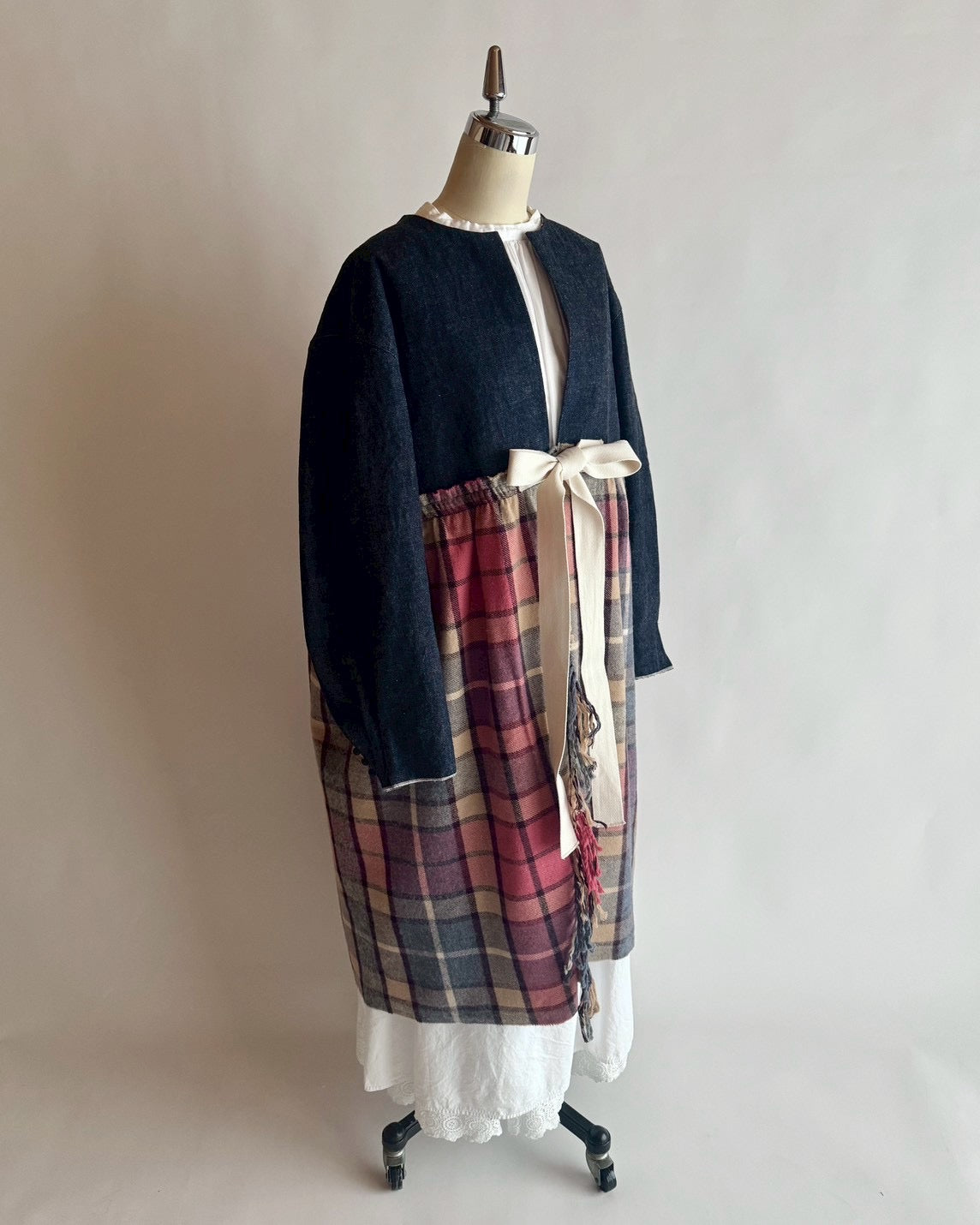 デニム×ストール切り替えコート　MO-25-CO-005