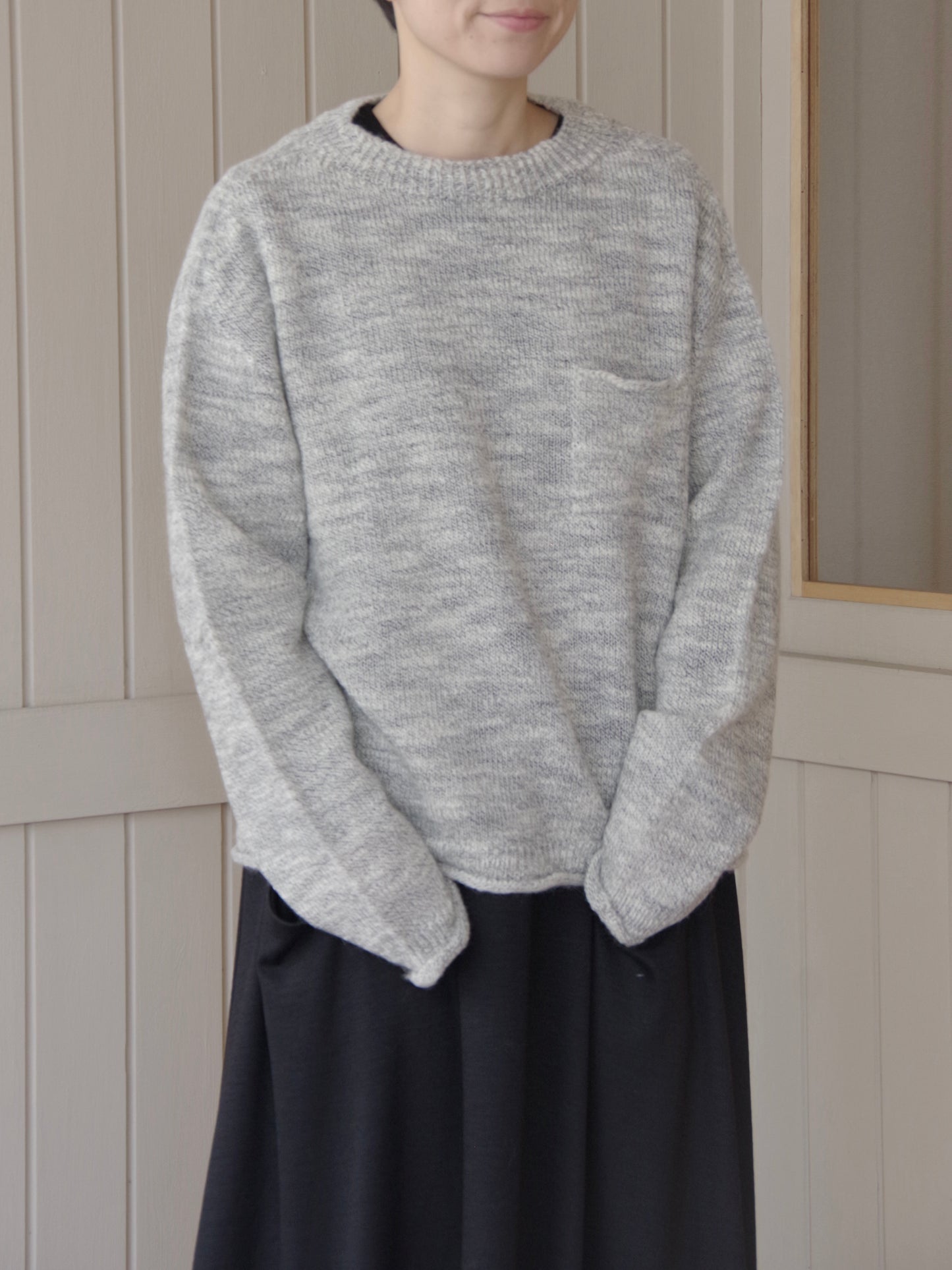 ランダムスラブウール 5Gホールガーメントシンプルポケットプルオーバー | Hands of creation