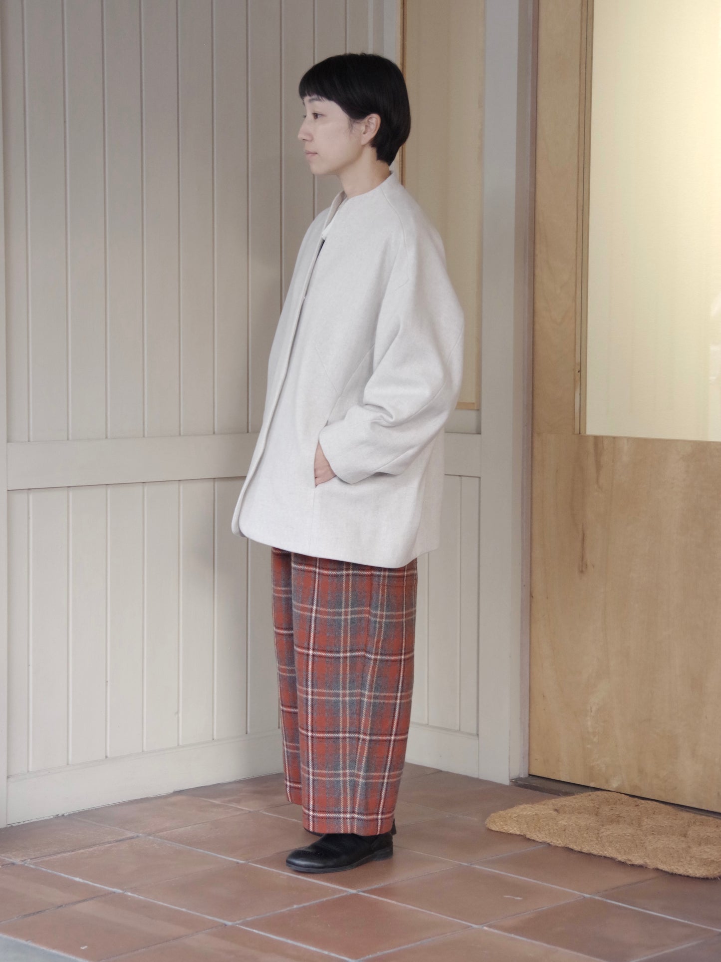 ウールsuper100 middle length cocoonコート | yuni