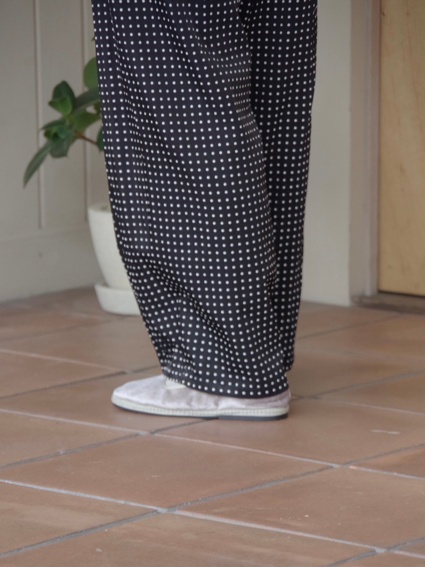 レーヨン/コットン Cu twill dot print drawstrings パンツ | yuni