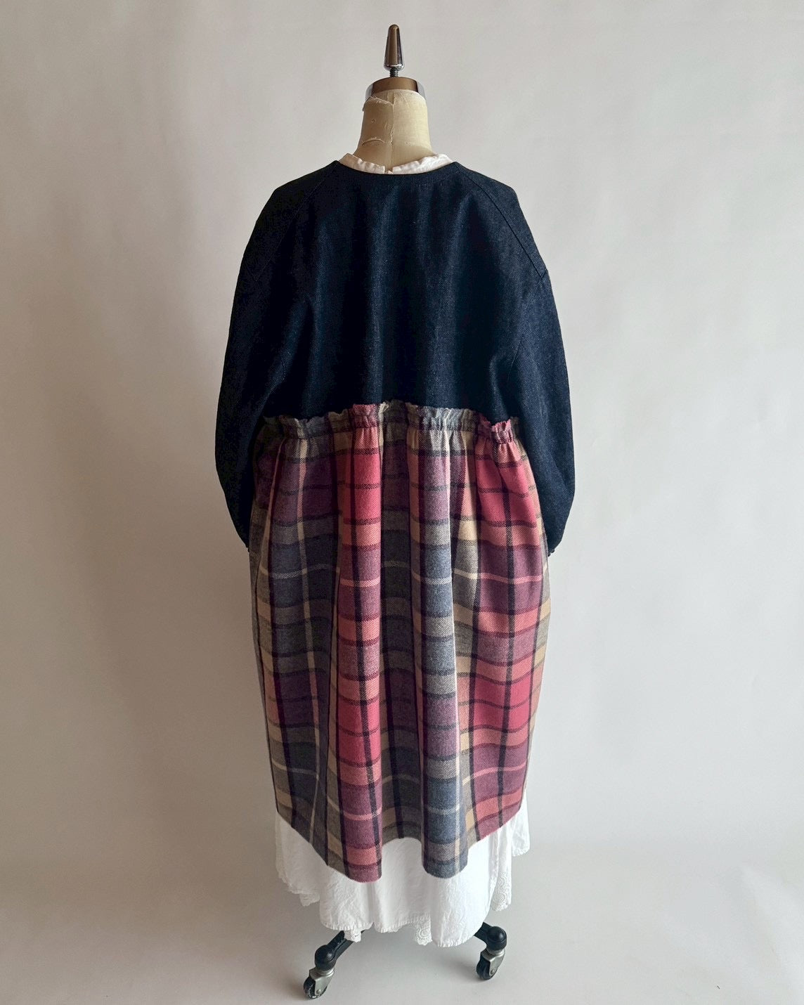 デニム×ストール切り替えコート　MO-25-CO-005