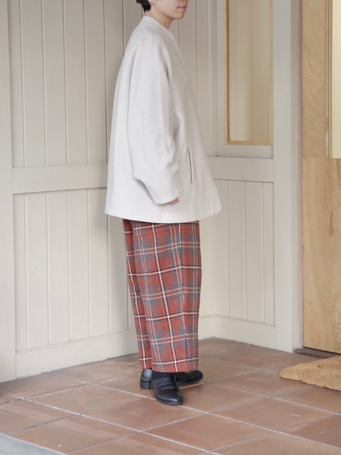 ウールsuper100 middle length cocoonコート | yuni