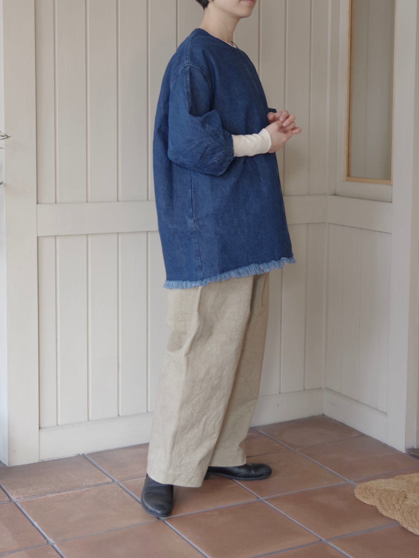 コットンリネン DENIM SMOCK ブラウス