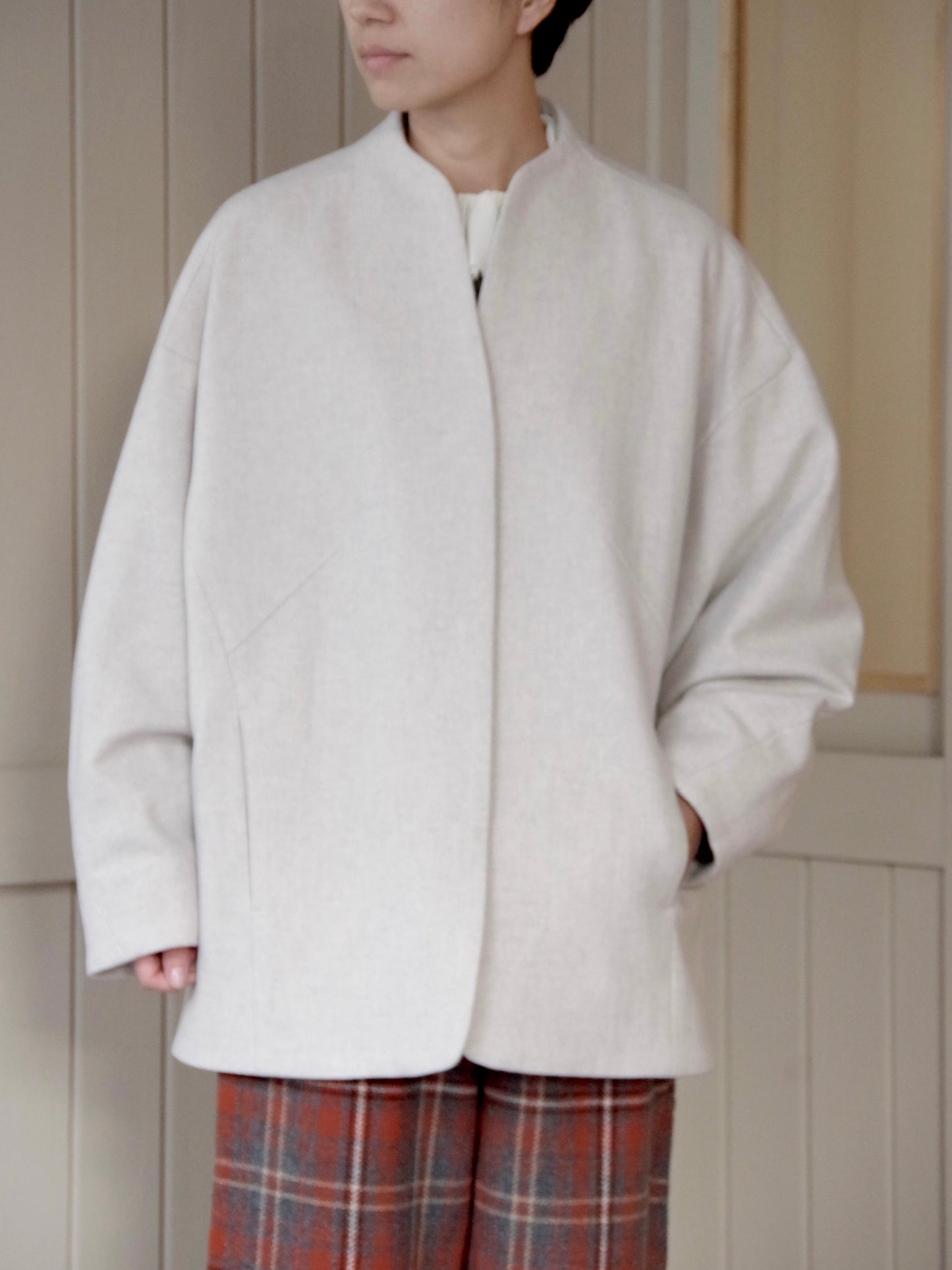 ウールsuper100 middle length cocoonコート | yuni