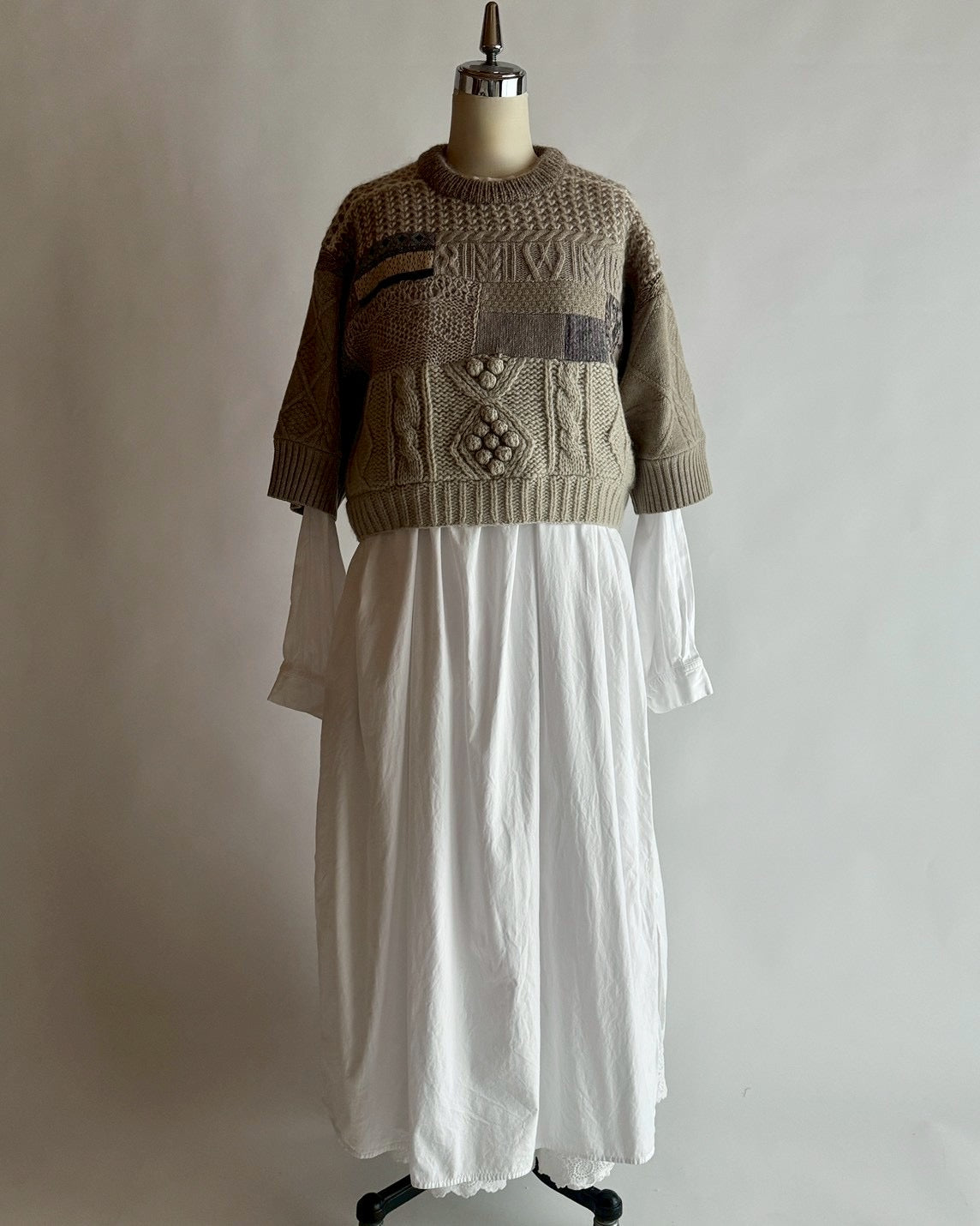 パッチワーク半袖セーター MO-24-KN-119 | motley