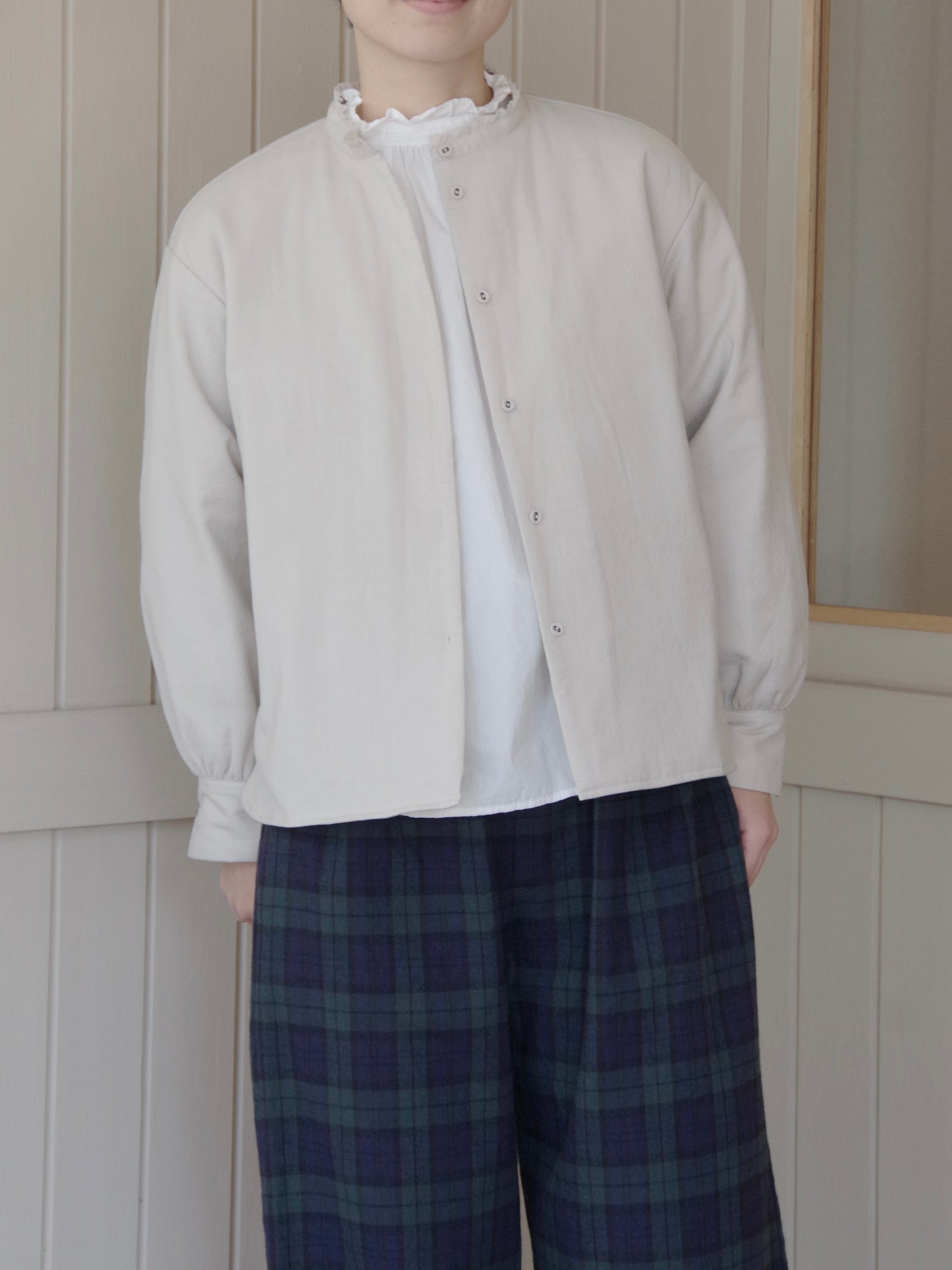 TINY FRILL COLLAR FILLING SHIRT JACKET | Gauze