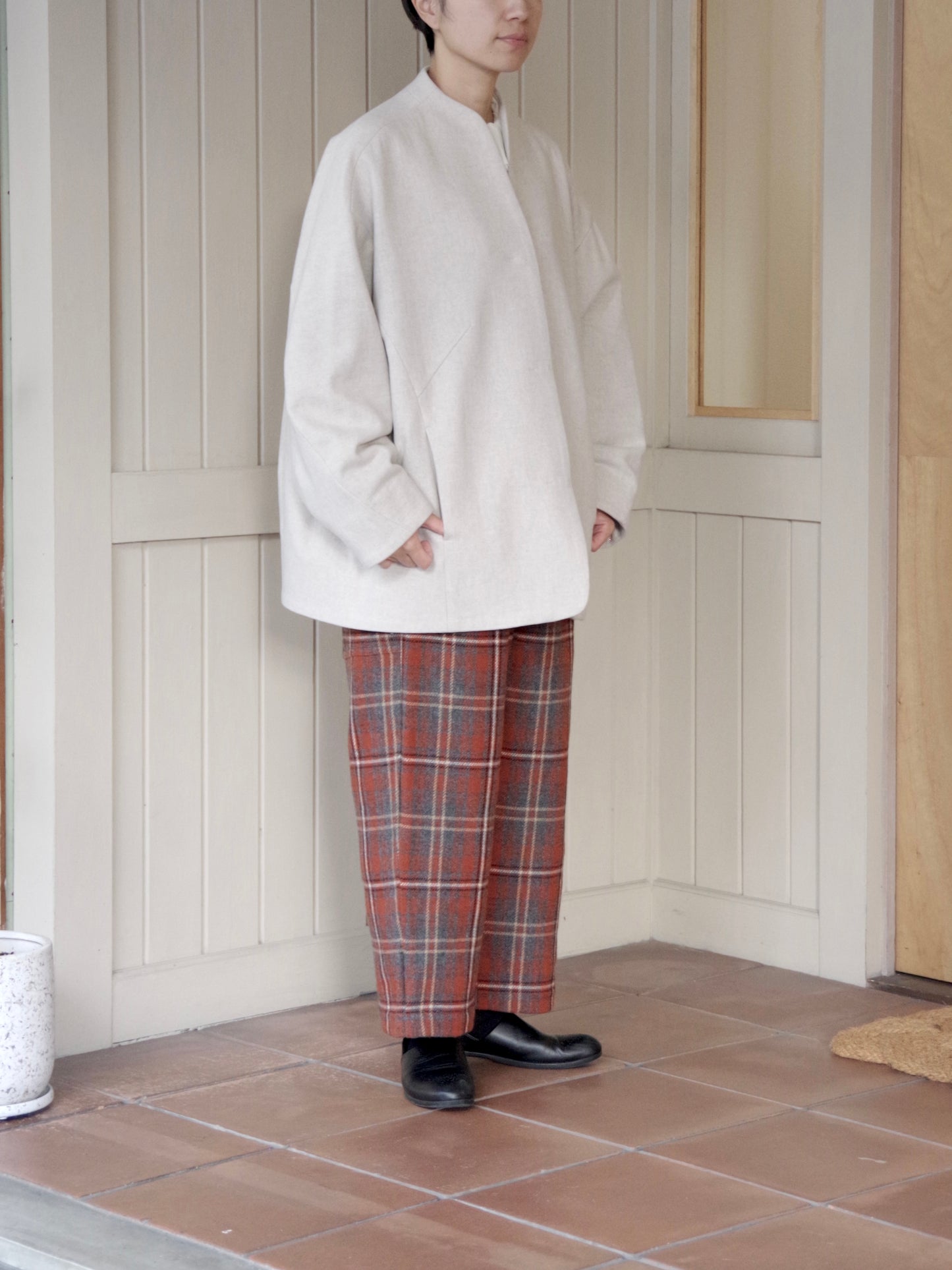 ウールsuper100 middle length cocoonコート | yuni