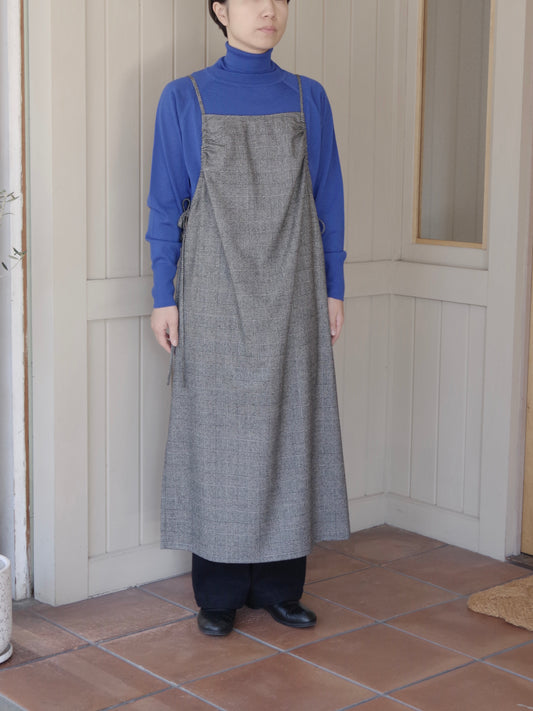 washable wool check drawstring ワンピース | yuni