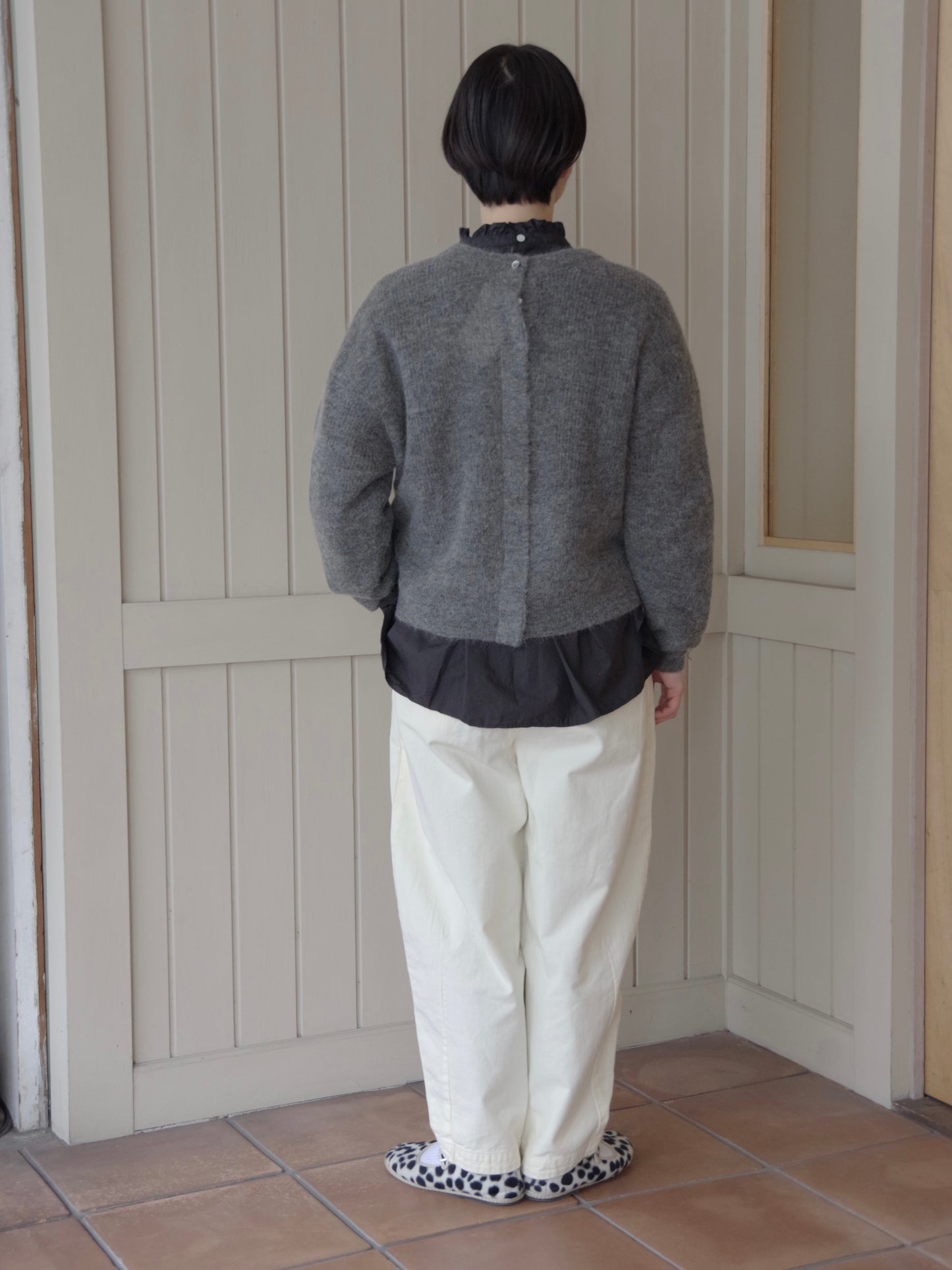 モヘアウール 9G片畦ボリュームスリーブ 2wayカーディガン | Hands of creation