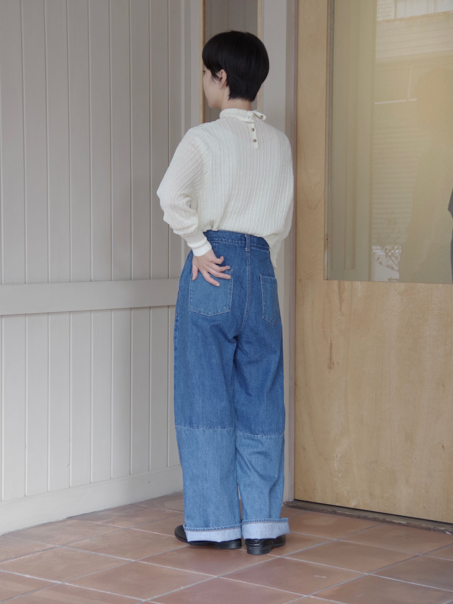 バイカラーデニムパンツ | Heriter