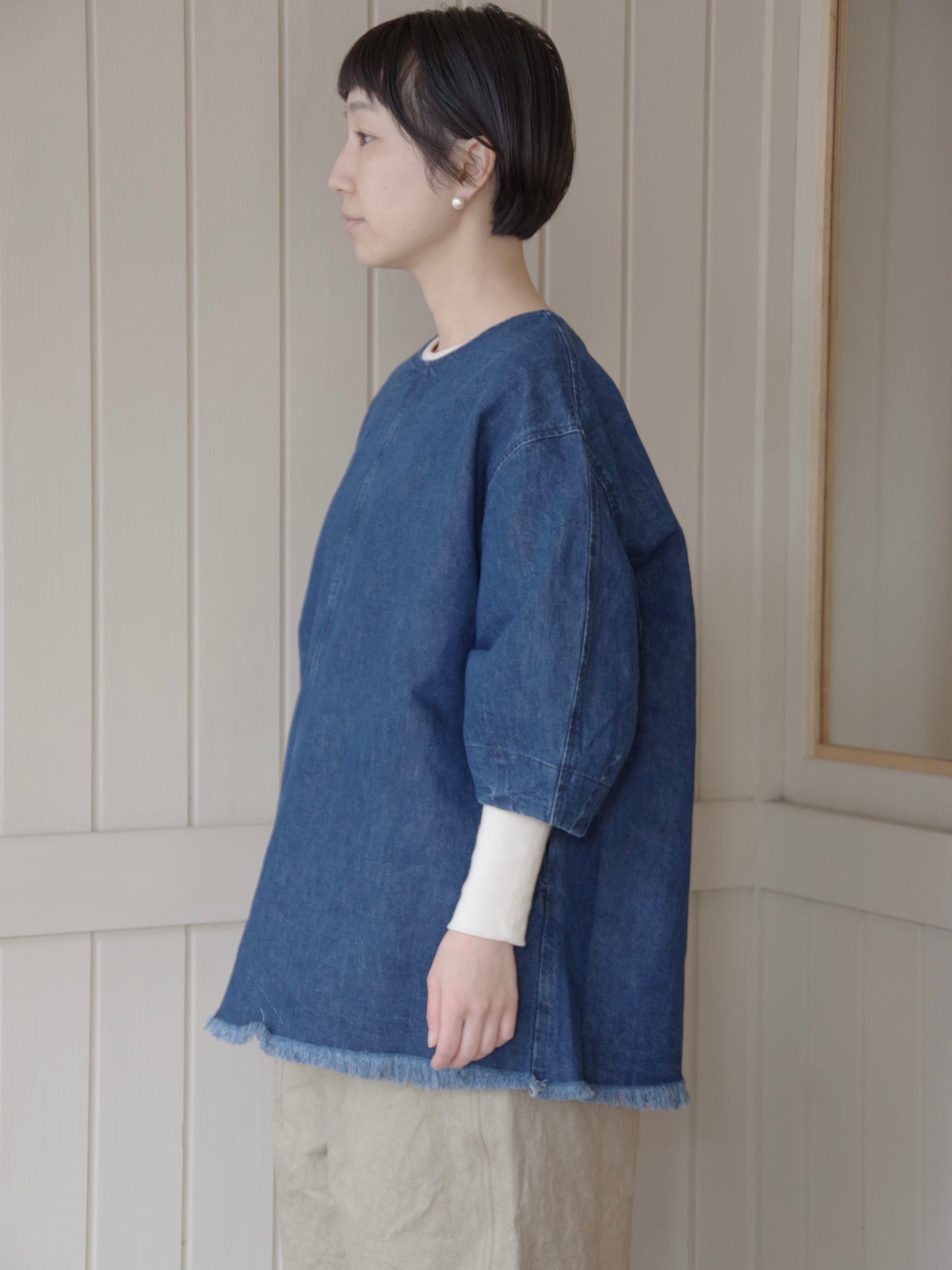 コットンリネン DENIM SMOCK ブラウス