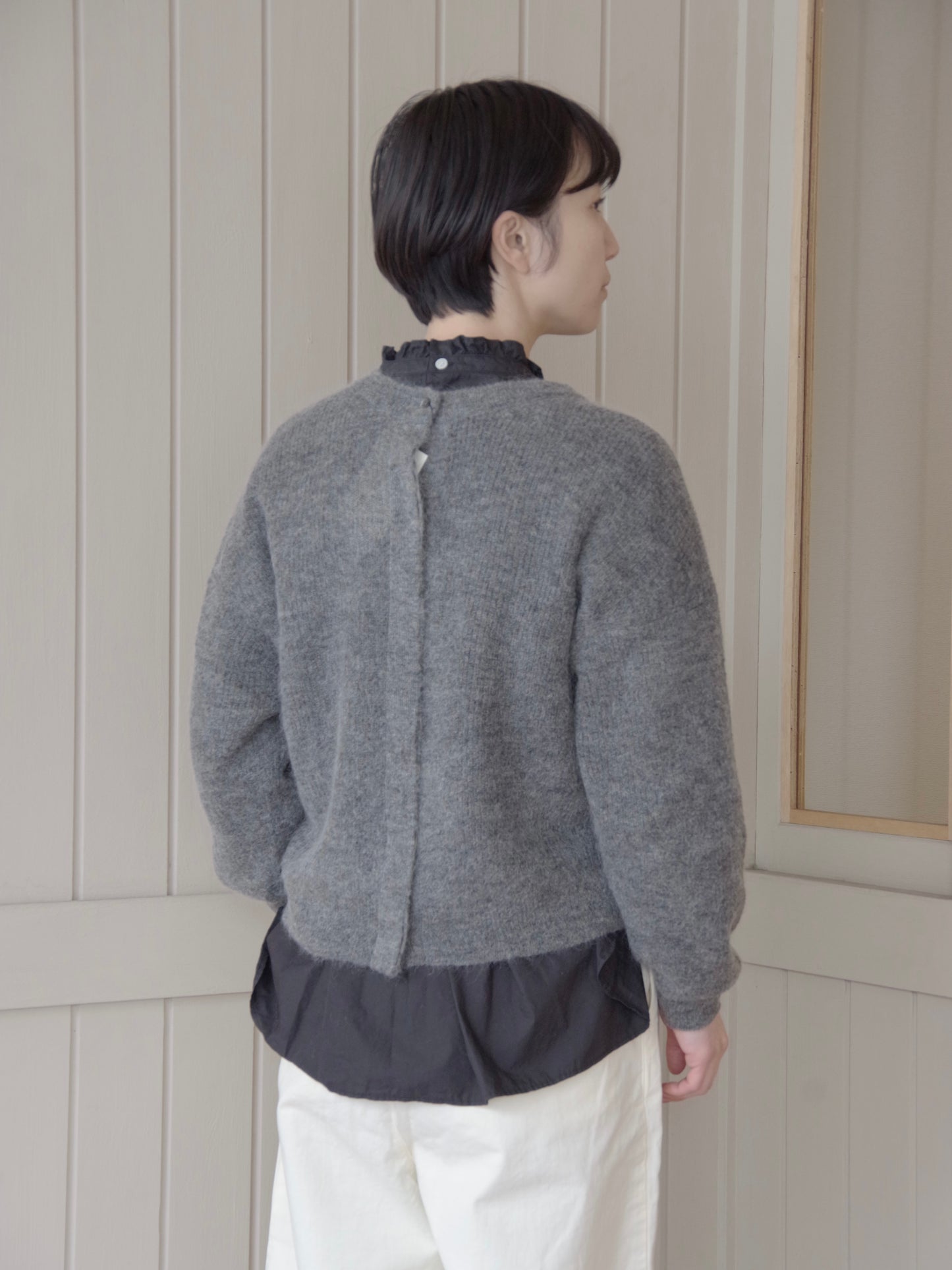 モヘアウール 9G片畦ボリュームスリーブ 2wayカーディガン | Hands of creation