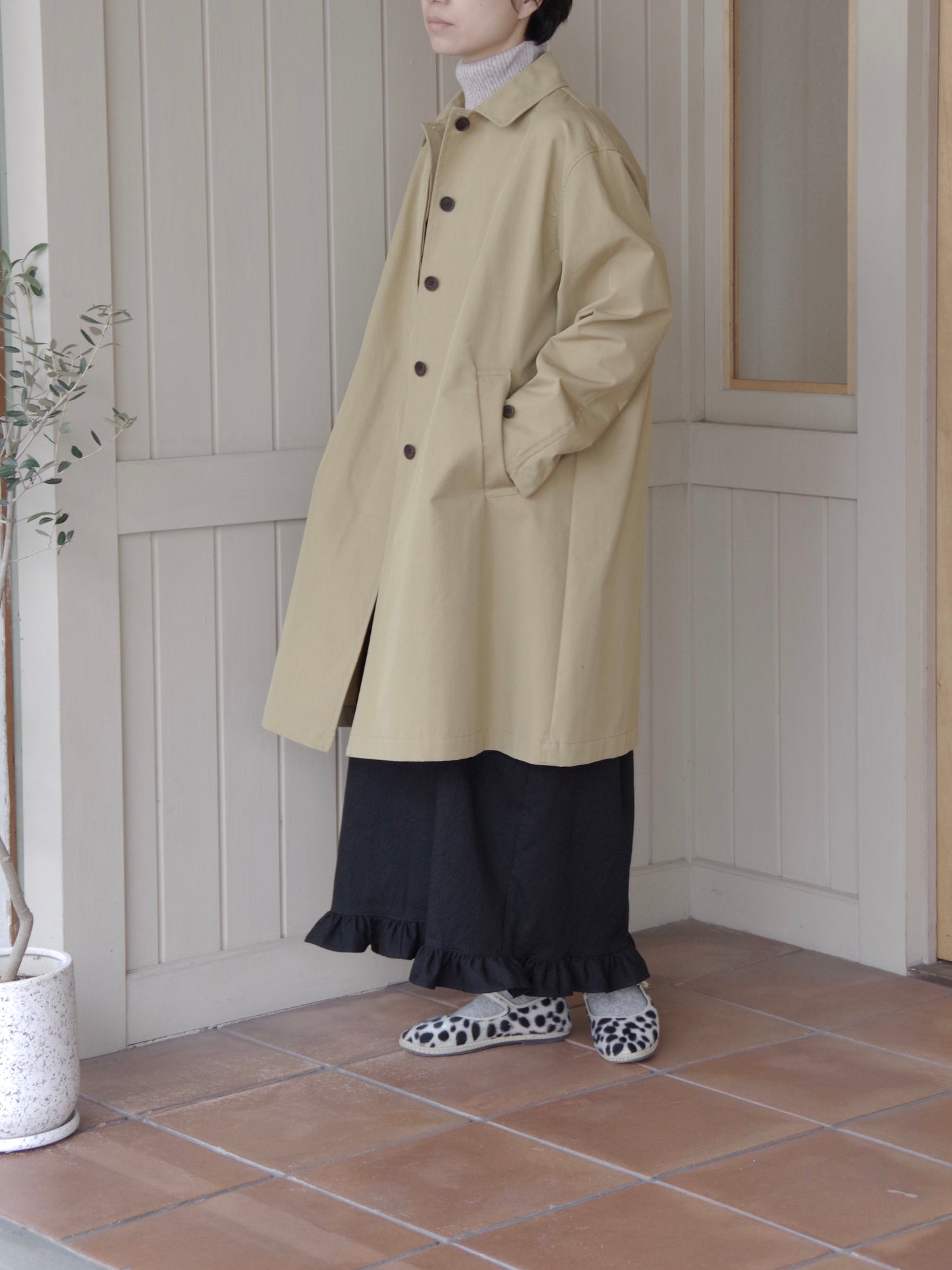 ナイロンツイル（撥水）ステンカラーコート | Handsof creation