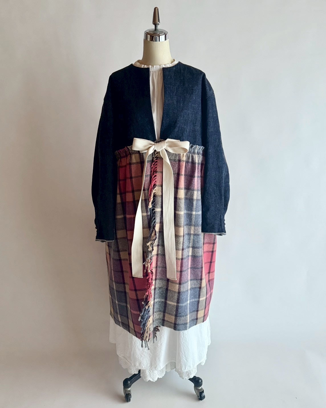 デニム×ストール切り替えコート　MO-25-CO-005