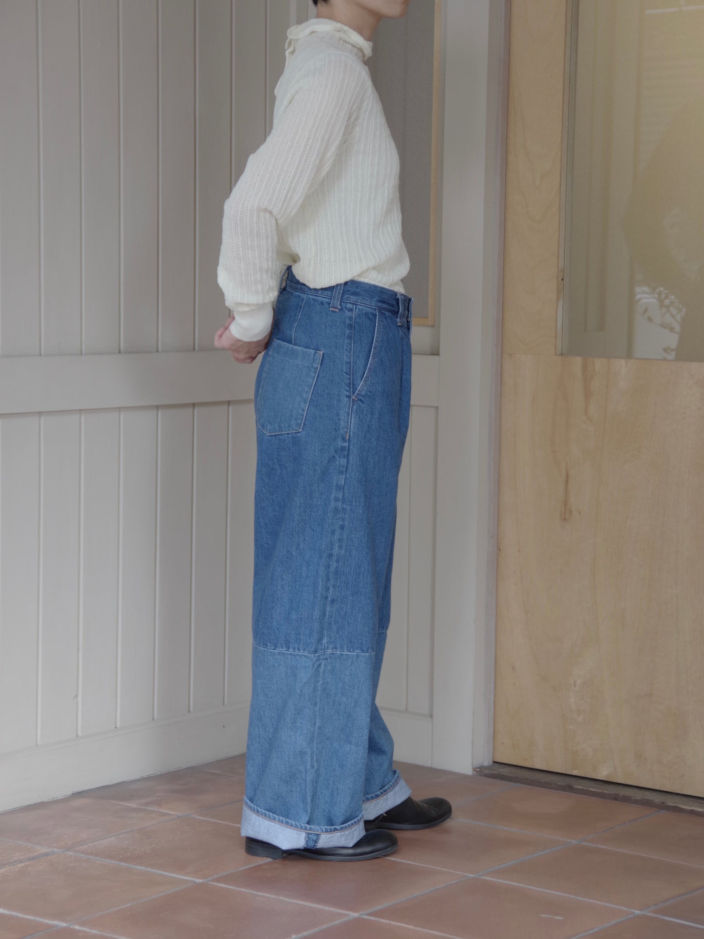 バイカラーデニムパンツ | Heriter