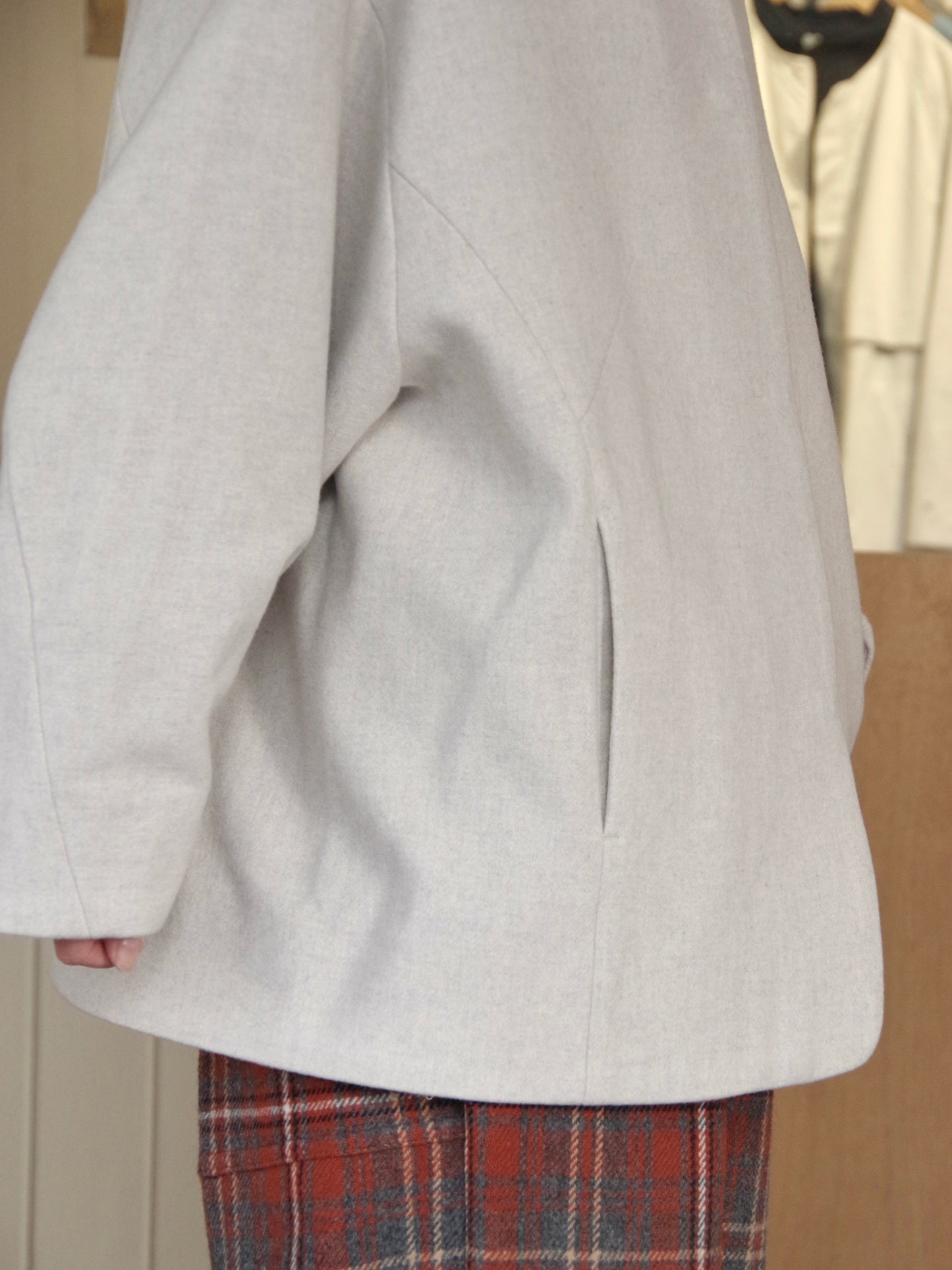 ウールsuper100 middle length cocoonコート | yuni