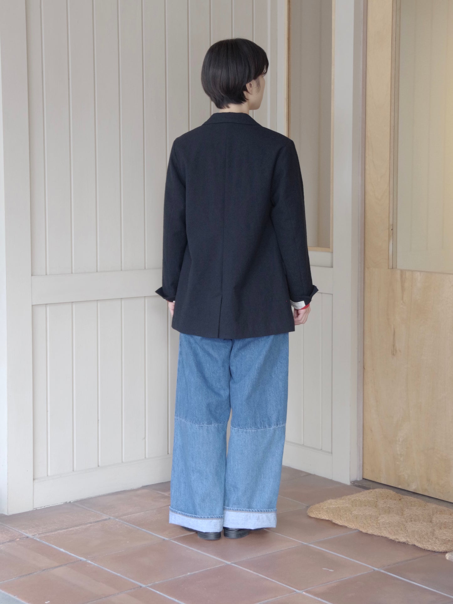 強縮ウールテーラードダブルジャケット | iki